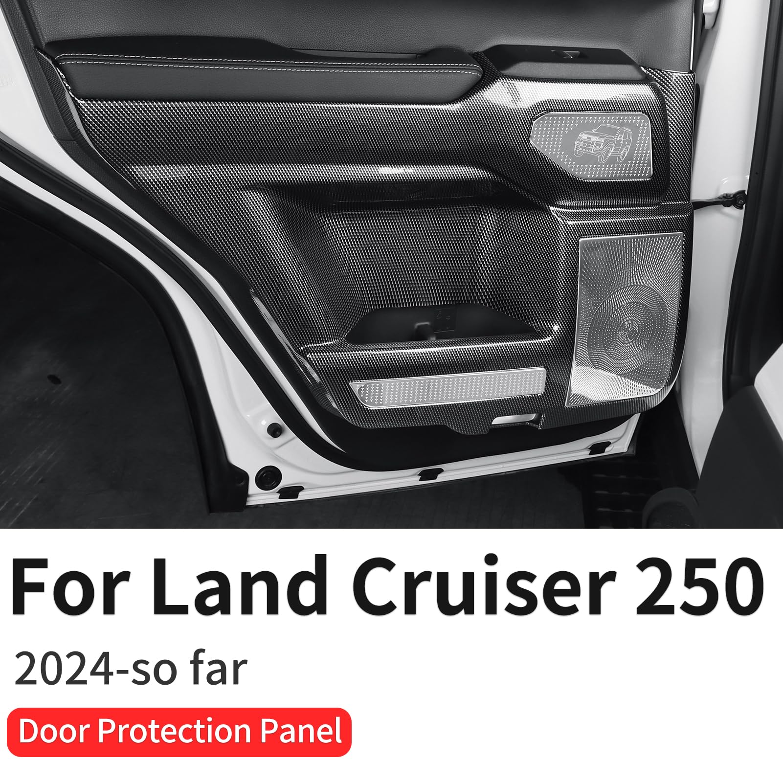 Car Door Kick-Proof Panel Suitable for 2024 2025 2026 Toyota Land Cruiser 250 1958 Prado Carbon Fiber Pattern — view 2