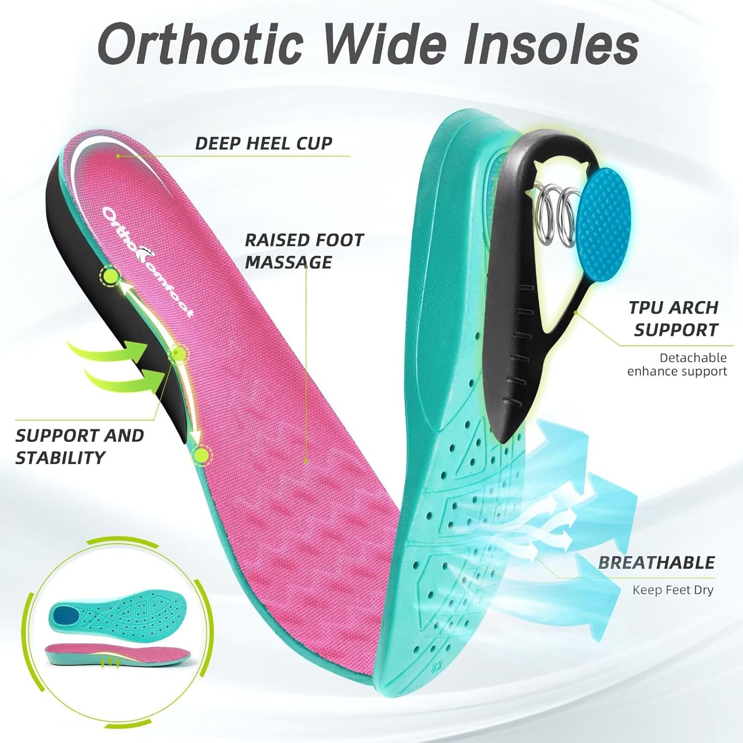 Women's Orthopedic Diabetic Wide Running Shoes: Comfortable Casual Arch Support Plantar Fasciitis Orthotic Sneakers, High Arch Swollen Work Tennis Sports Shoes for Foot and Heel Pain Relief - Image 5