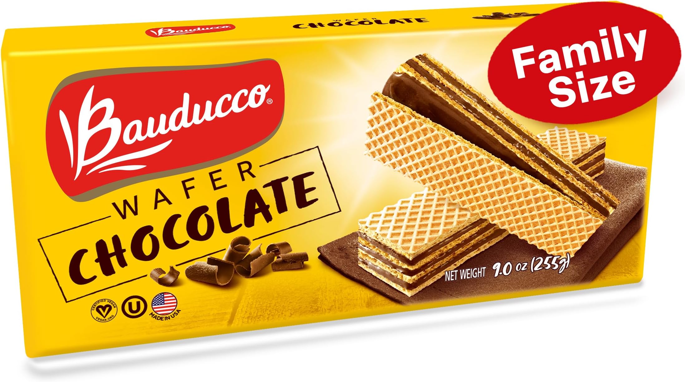 Bauducco Chocolate Wafers - Crispy & Delicate Wafer Cookies With 3 Delicious, Indulgent Decadent Layers of Chocolate Flavored Cream- Vegan and Kosher - Delicious Sweet Snack or Desert - 9.0 oz (Pack of 6)