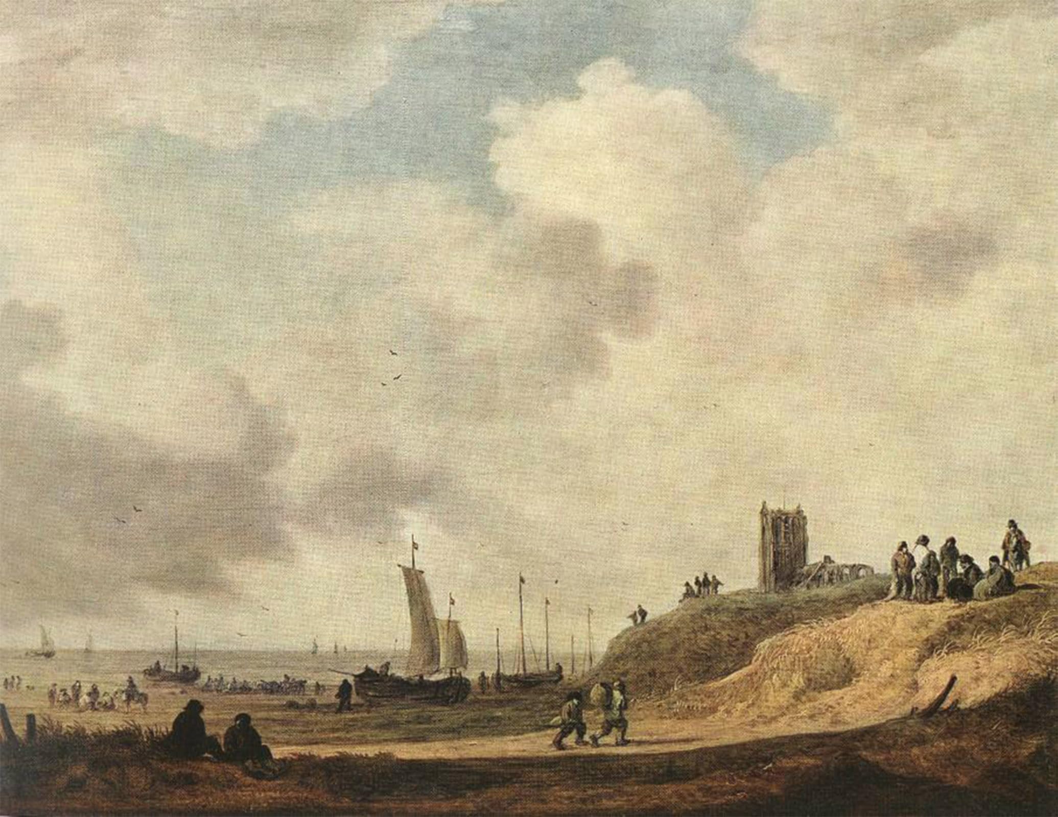 ARTXLXXBN Famous Painting Art Wall Decor Abstract Art Picture Seashore At Scheveningen by Jan Van Goyen Animal Pictures for Home Decor 60x90cm