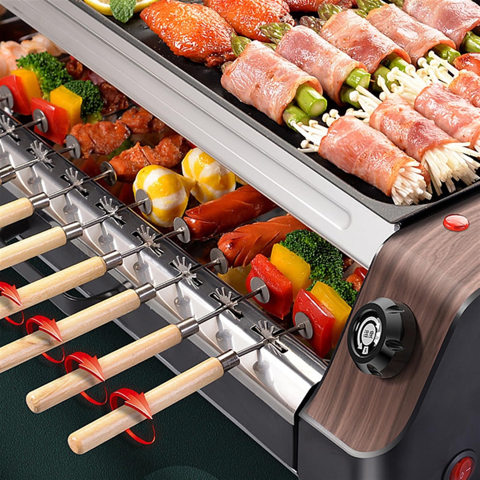 Frytkownice, Automatyczna obrotowa maszyna do grillowania bezdymnego w domu Hot Dog Szaszłyki z baraniny Maszyna