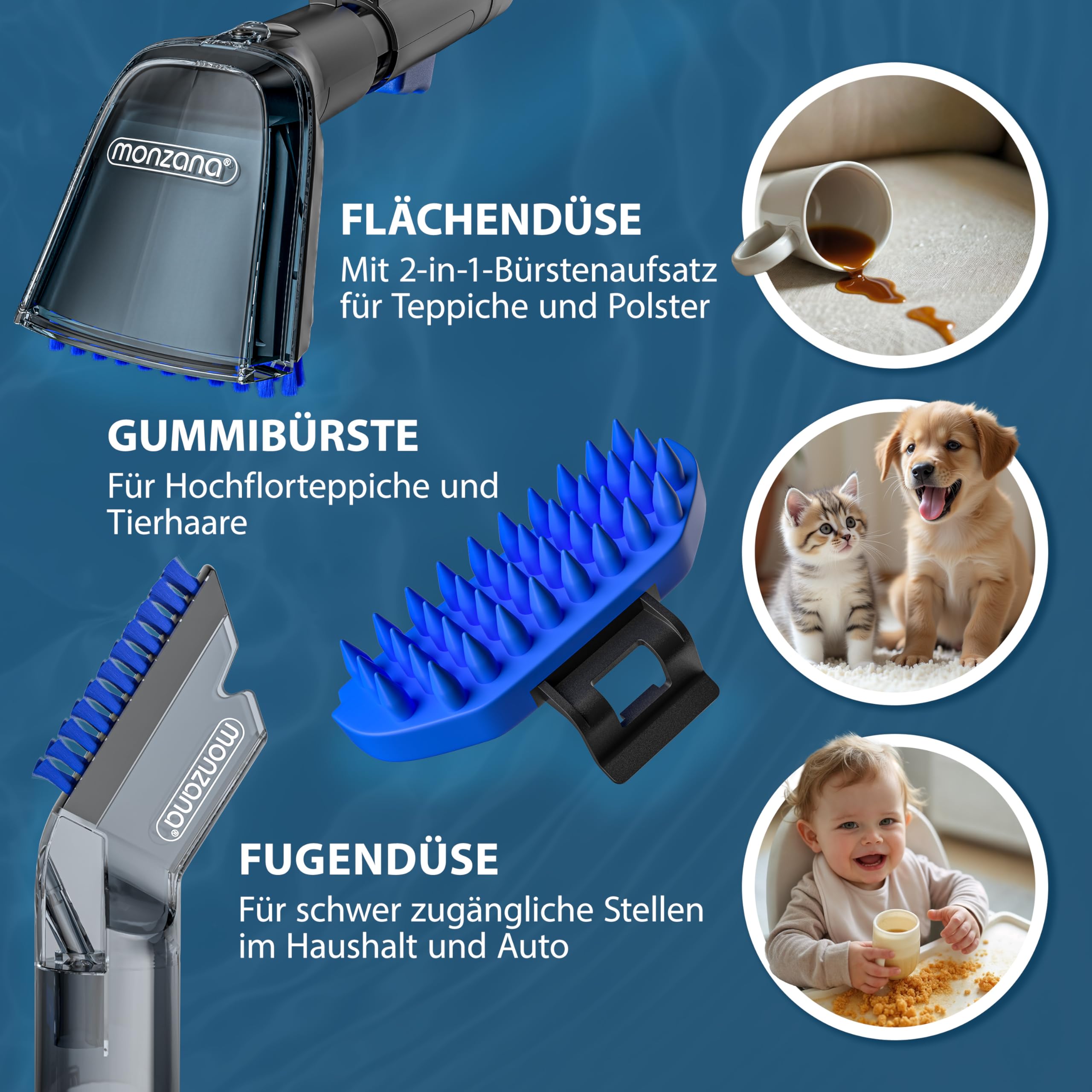 MONZANA® Shampouineuse 400W Aspirateur laveur portable Nettoyeur pour canapé tissus tapis moquettes voiture avec double réservoirs