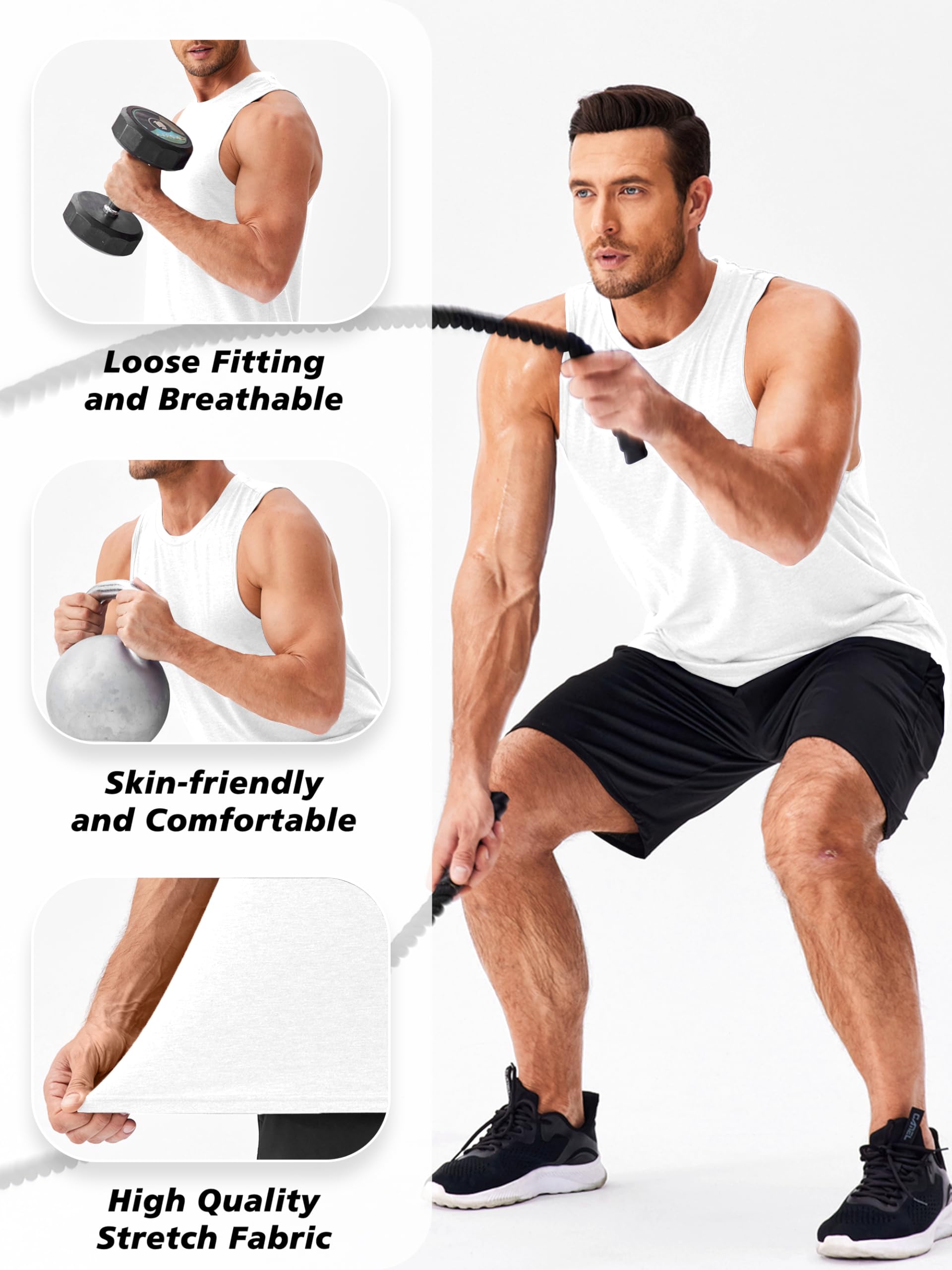 PINSPARK Men's Tank Tops Quick Dry Summer Workout Muscle Shirt Athletic Casual Sleeveless Shirts for Bodybuilding Beach Gym — view 2