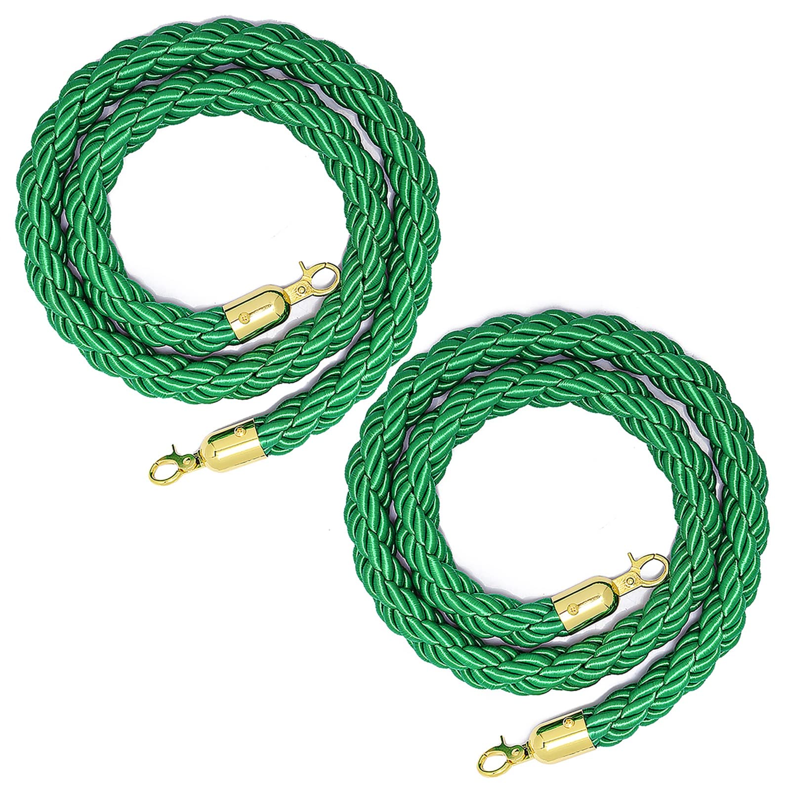 Paletto di controllo della folla con corda, corda di barriera intrecciata verde, lunghezza 100/150/200/250/400/500 cm, divisorio per code per hotel, banche, ospedali, cinema, elegante contro