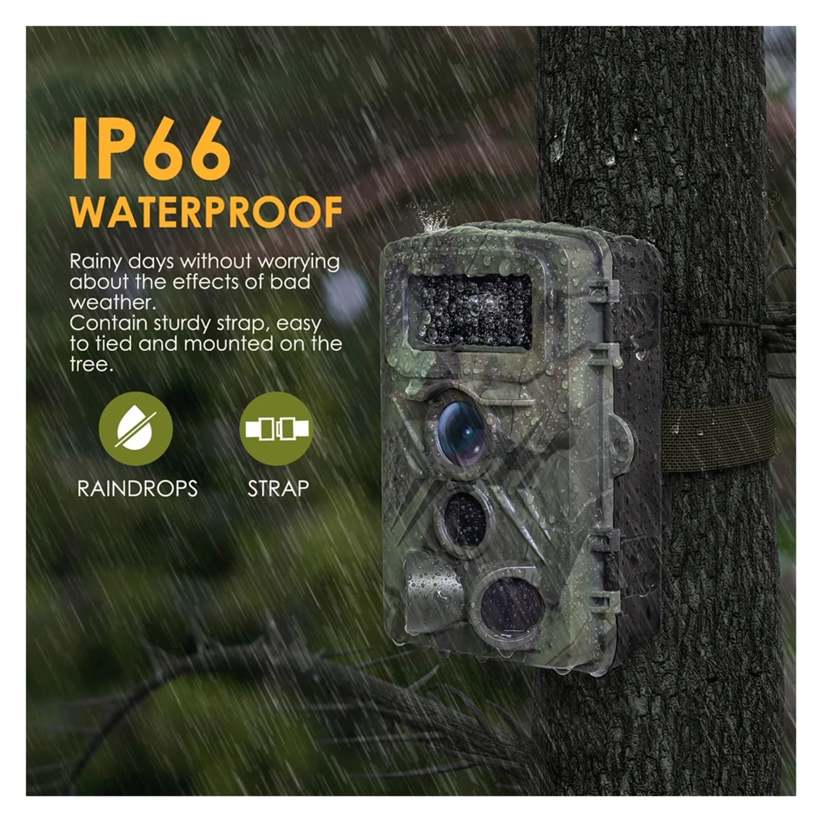 36MP 1080P Caméra De Prise De Photo Nocturne Caméra De Surveillance des Animaux De Chasse IP66 Étanche avec 34 Lumières Infrarouges