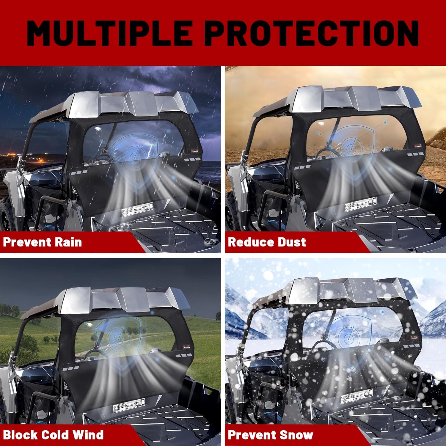 StarknightMT RZR 800 570 Soft Rear Window, UTV Zipper Rear Windshield Back Window Compatible with Polaris 2008-2014 RZR 800/RZR 570 14-20/RZR TRAIL 570 2021 2022