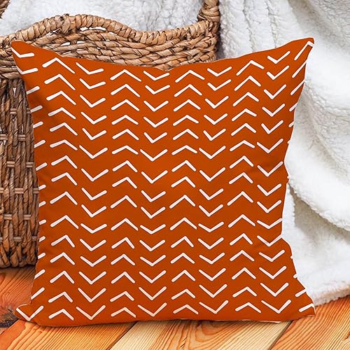 Miniatura 5 de Funda de almohada bohemia de 20 x 20 pulgadas, diseño geométrico bohemio de espiga, funda de cojín cuadrada decorativa para otoño, invierno,