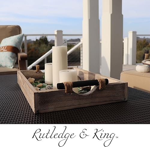 Miniatura 2 de Rutledge & King Bethany Bandeja para servir Bandeja otomana bandeja decorativa Bandeja de mesa auxiliarbandeja redonda de madera Bandeja de