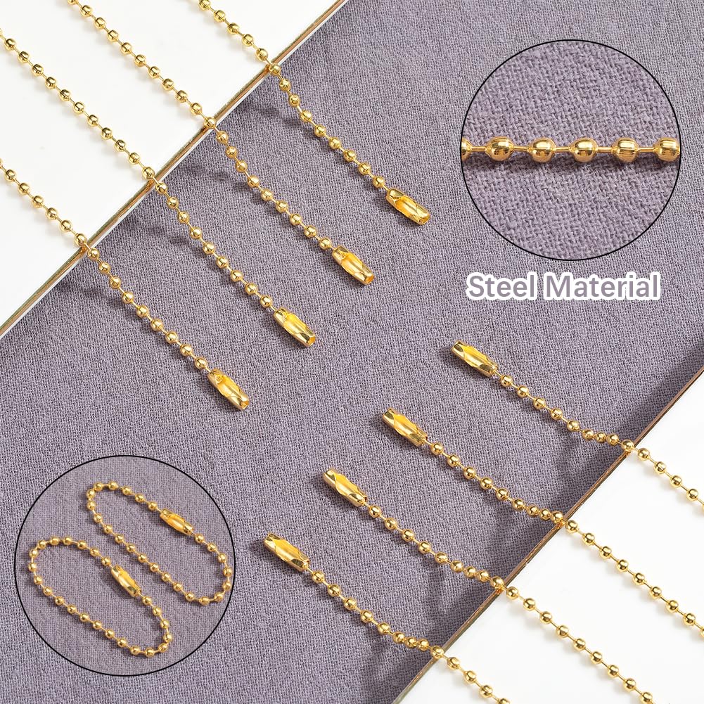 100 Catene A Sfere In Acciaio Bronzo Antico | 4 Pollici 2mm | Per Portachiavi, Collane E Targhette Cani - Foto 5