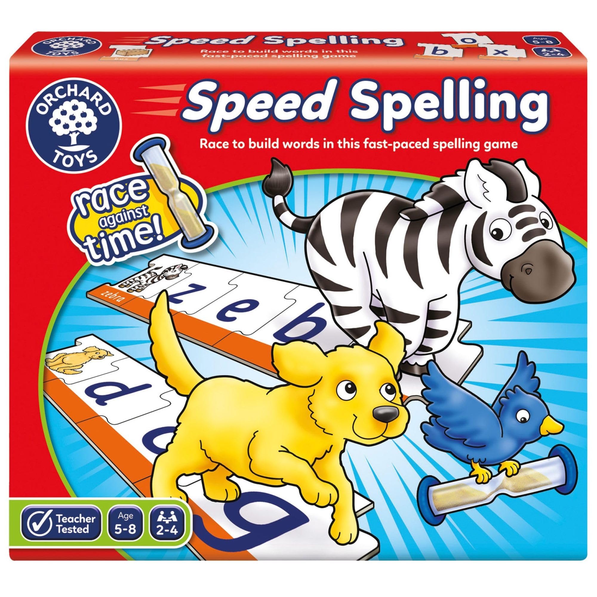 Orchard Toys Speed Spelling Game, Educational Spelling Game for Kids Ages 5-8, Helps with Phonics and Spelling.