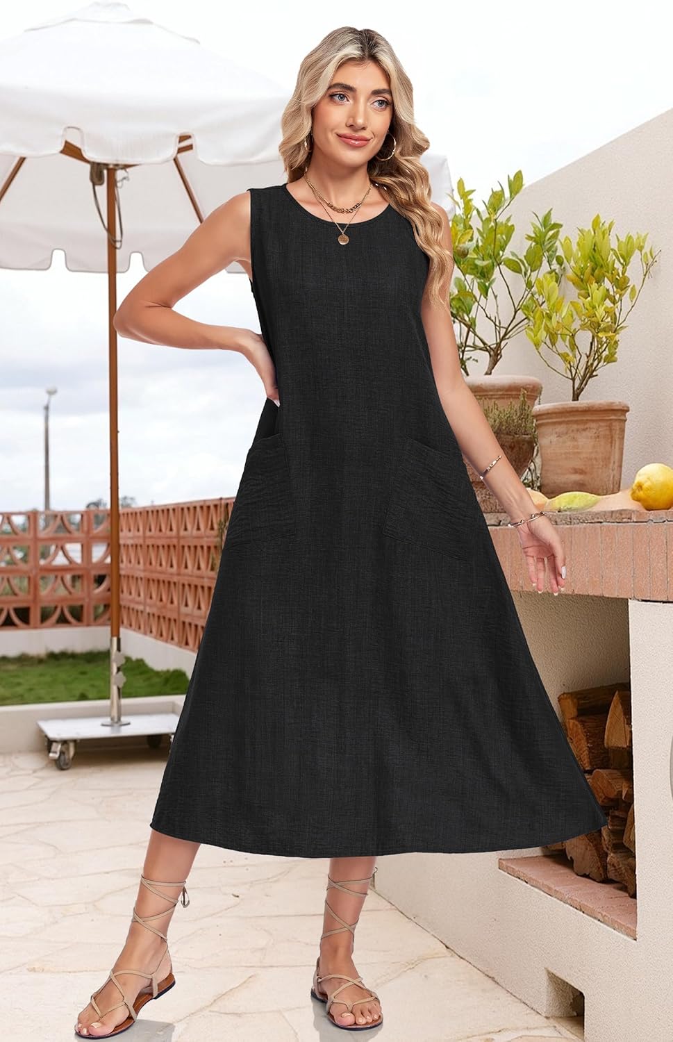 MOLERANI Womens Summer Midi Casual Dresses with Pockets 2026 - Sleeveless, Crewneck, Sundress, Vacation, Beach, Travel - Image 5