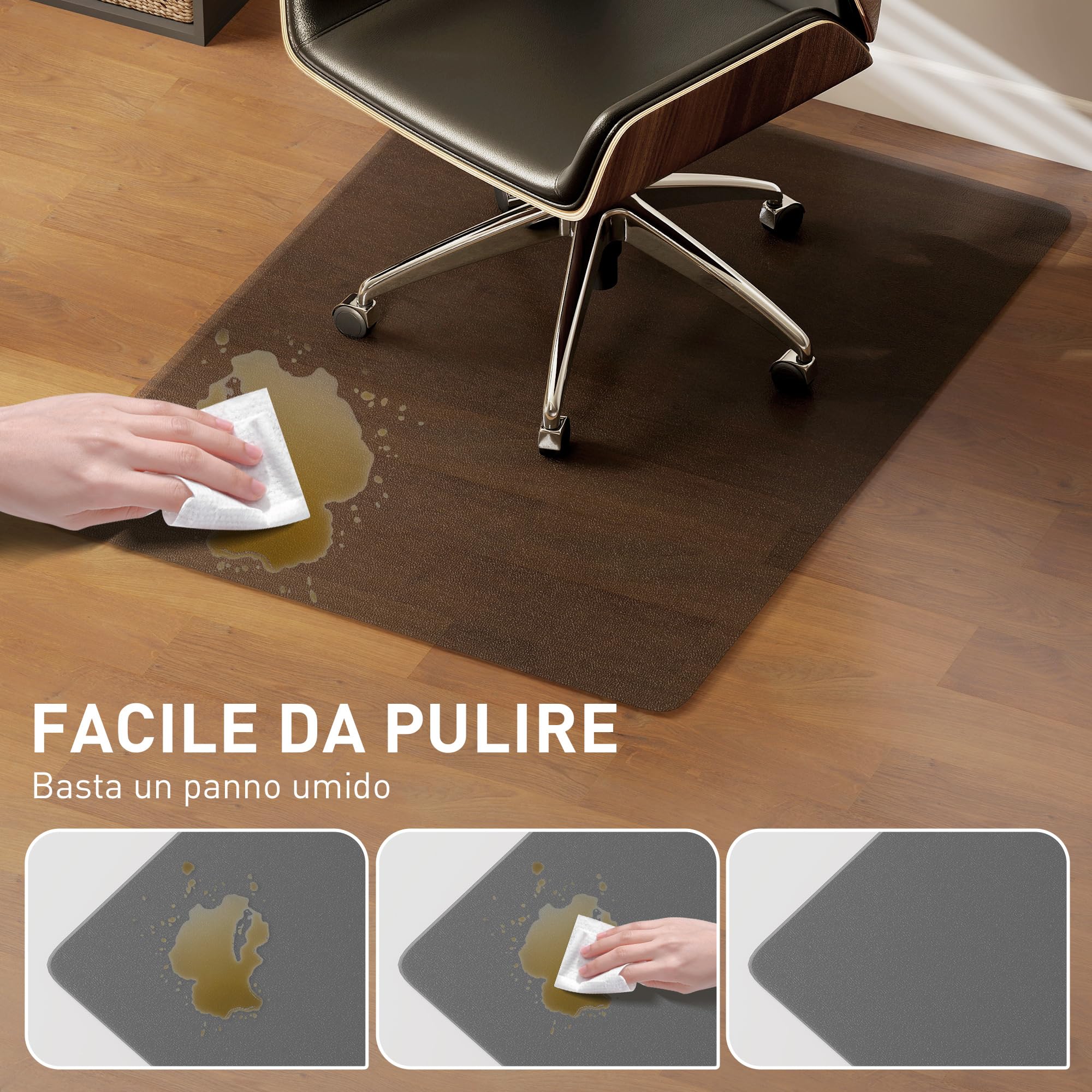 HOMCOM Tappetino Salvapavimento 120x90 cm Nero, Tappeto per Sedia da Ufficio in Plastica
