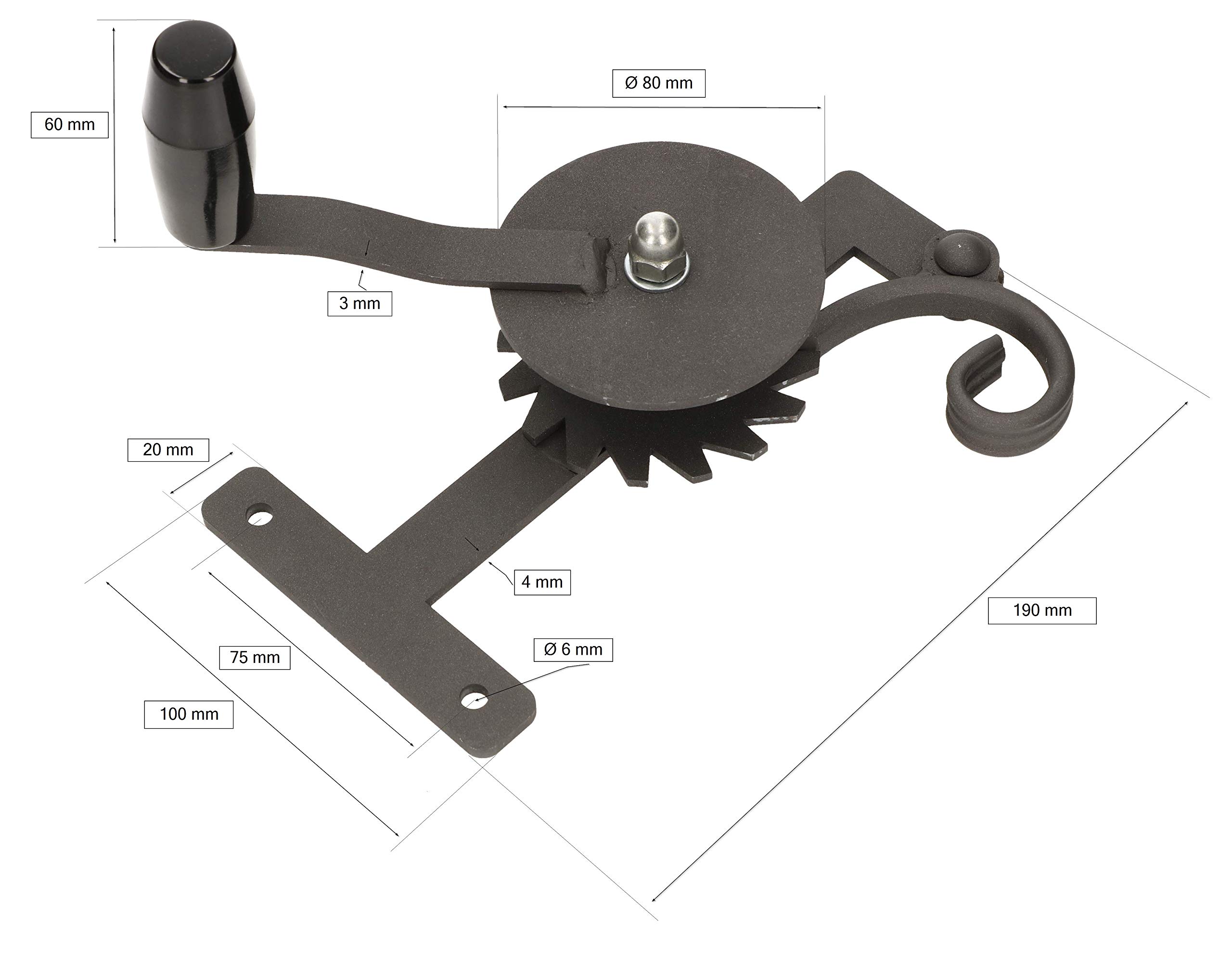 KOTARBAU® Manivela para barbacoa de 20 cm Forjada para ajustar la altura de la parrilla