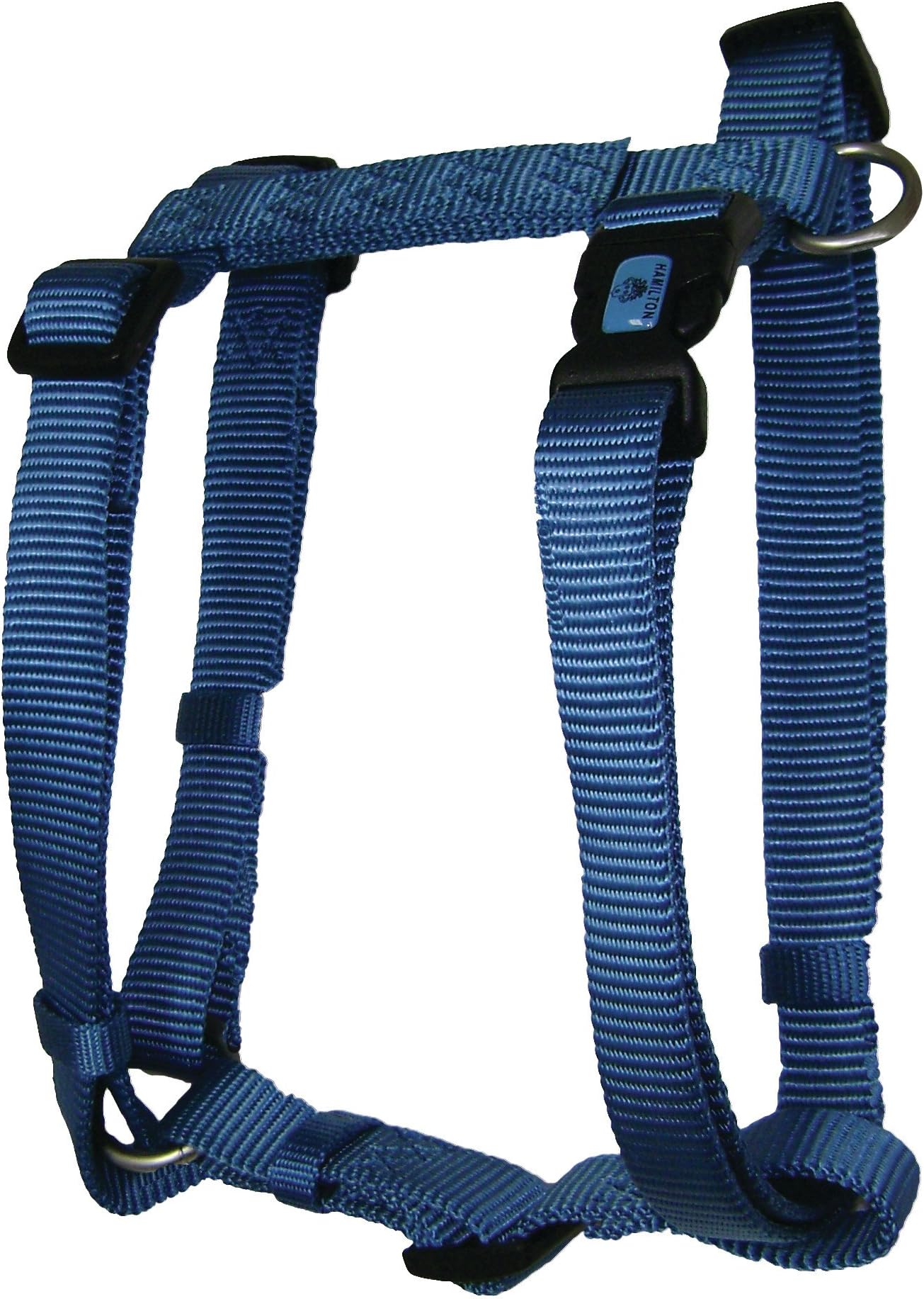 HamiltonB CFA MDOC Adjustable Comfort Dog Harness Fits Chest Size 20 to 30-Inch with Brushed Hardware Ring, Medium, Ocean Blue