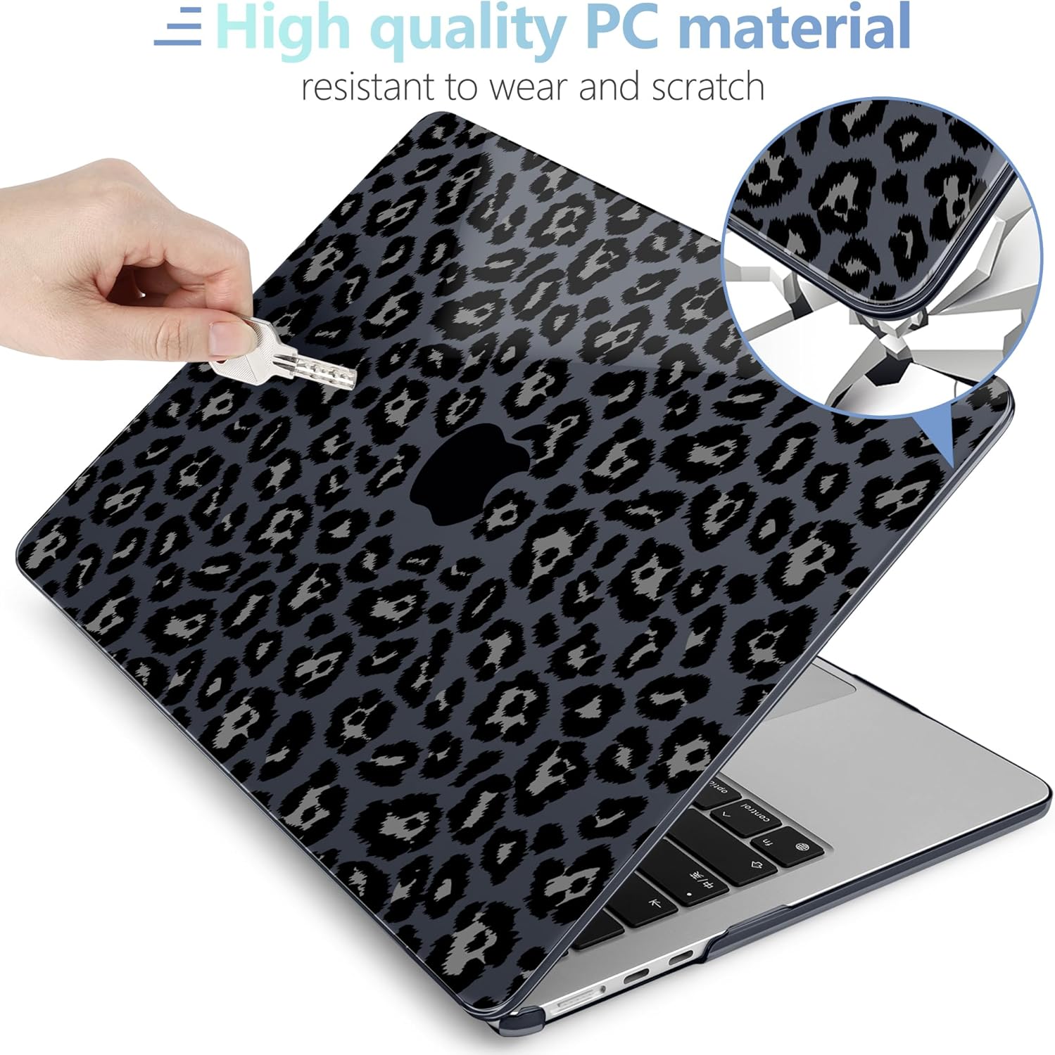 MEEgoodo Case for MacBook Air 15 inch M4/M3/M2 2025 2024 2023, Case Fit Model (A3241/A3114/A2941) for MacBook Air 15-inch, Laptop with Keyboard & Camera Cover & OTG Adapter, Snow Leopard Texture - Image 4