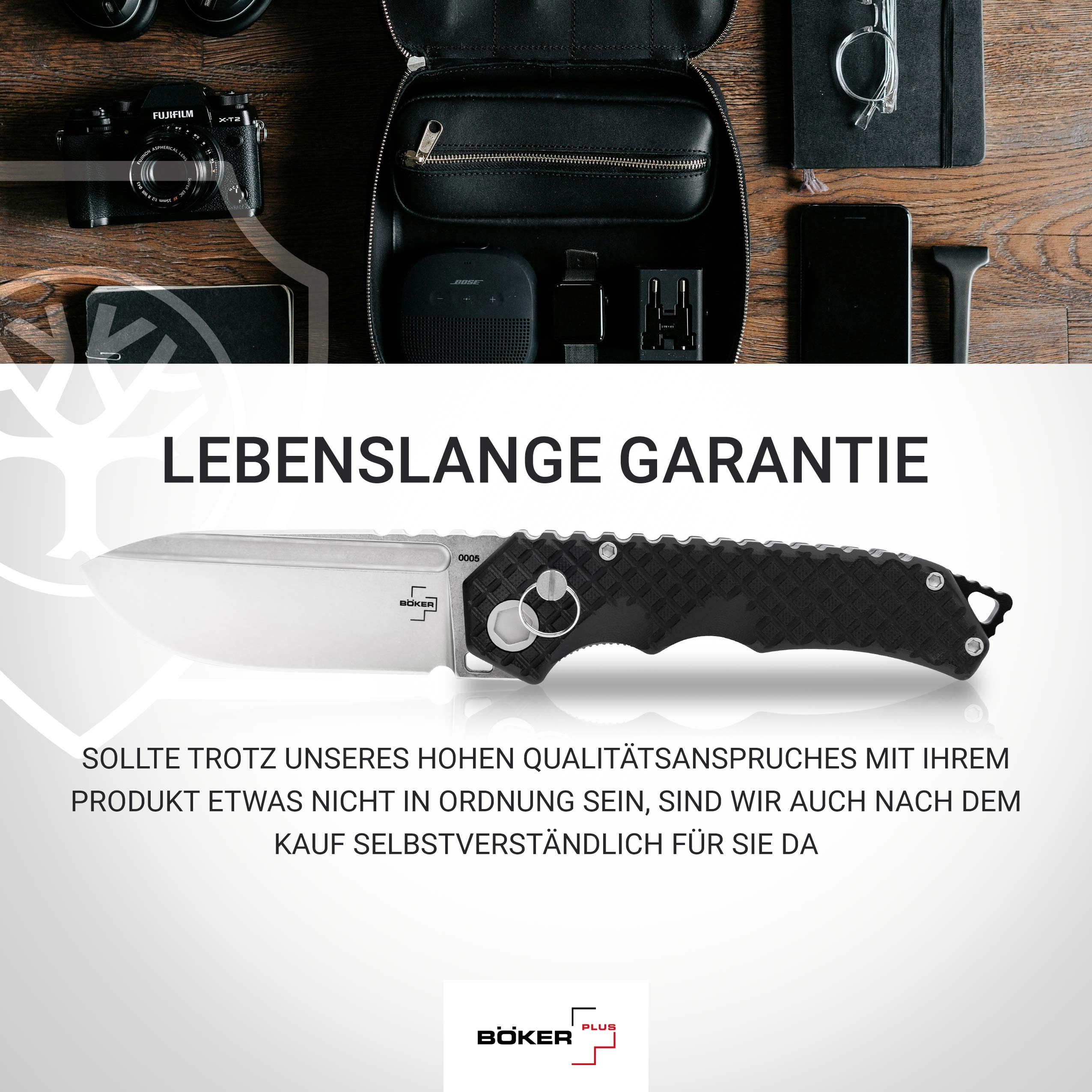BÖKER PLUS® Hermod Folder - 42a konformes Taschenmesser 9,2 cm D2 Spearpoint Klinge - Klappmesser im taktischen Look mit Bolzen – extra scharfes Linerlock Zweihand Messer mit Glasbrecher & Etui
