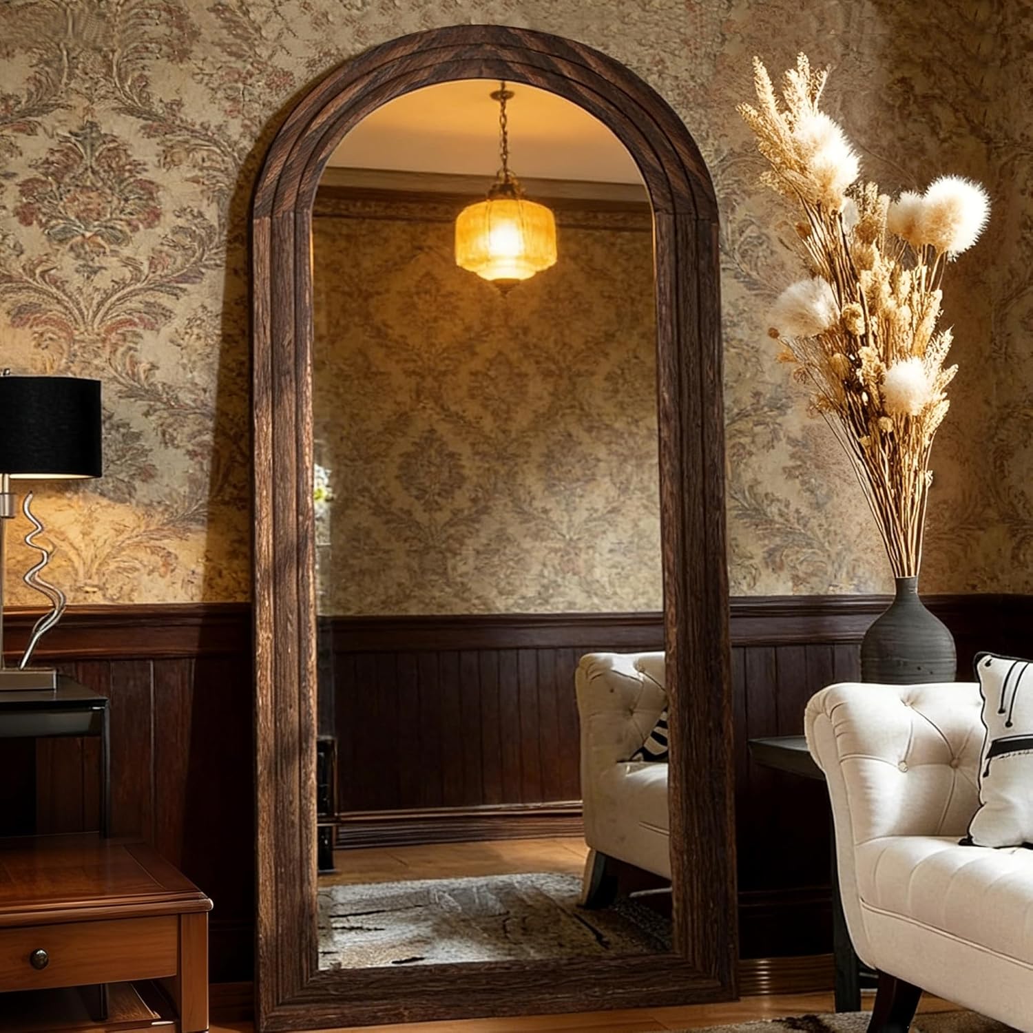 Otlsh Full Length Mirror, Wood Frame, Standing Mirror, Wall Mirror-Walnut