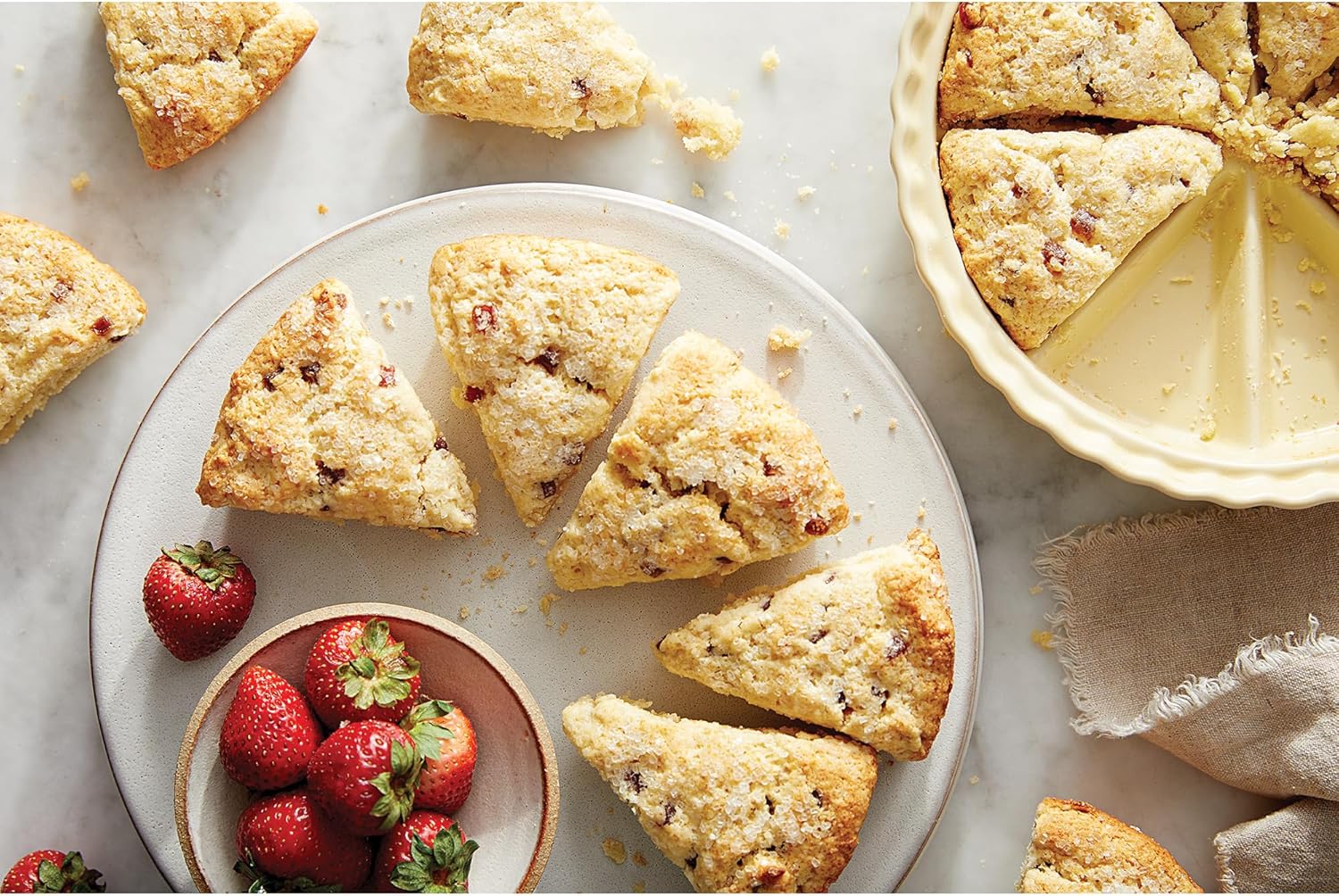 King Arthur Baking Company Ceramic Scone Pan, Ceramic, Distributes Heat Evenly, Makes 8 Uniform Scones