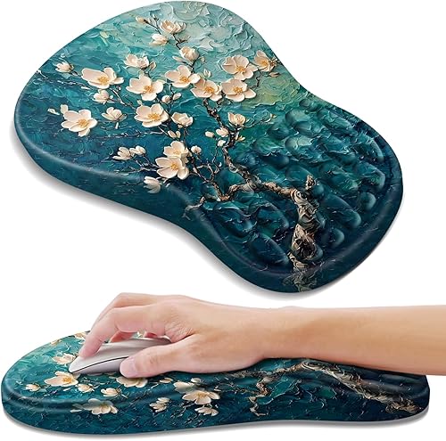 Vista 32 de YIWEI Alfombrilla de mouse ergonómica con soporte para muñeca, alfombrilla de mouse de espuma viscoelástica de gel para teclado de computadora