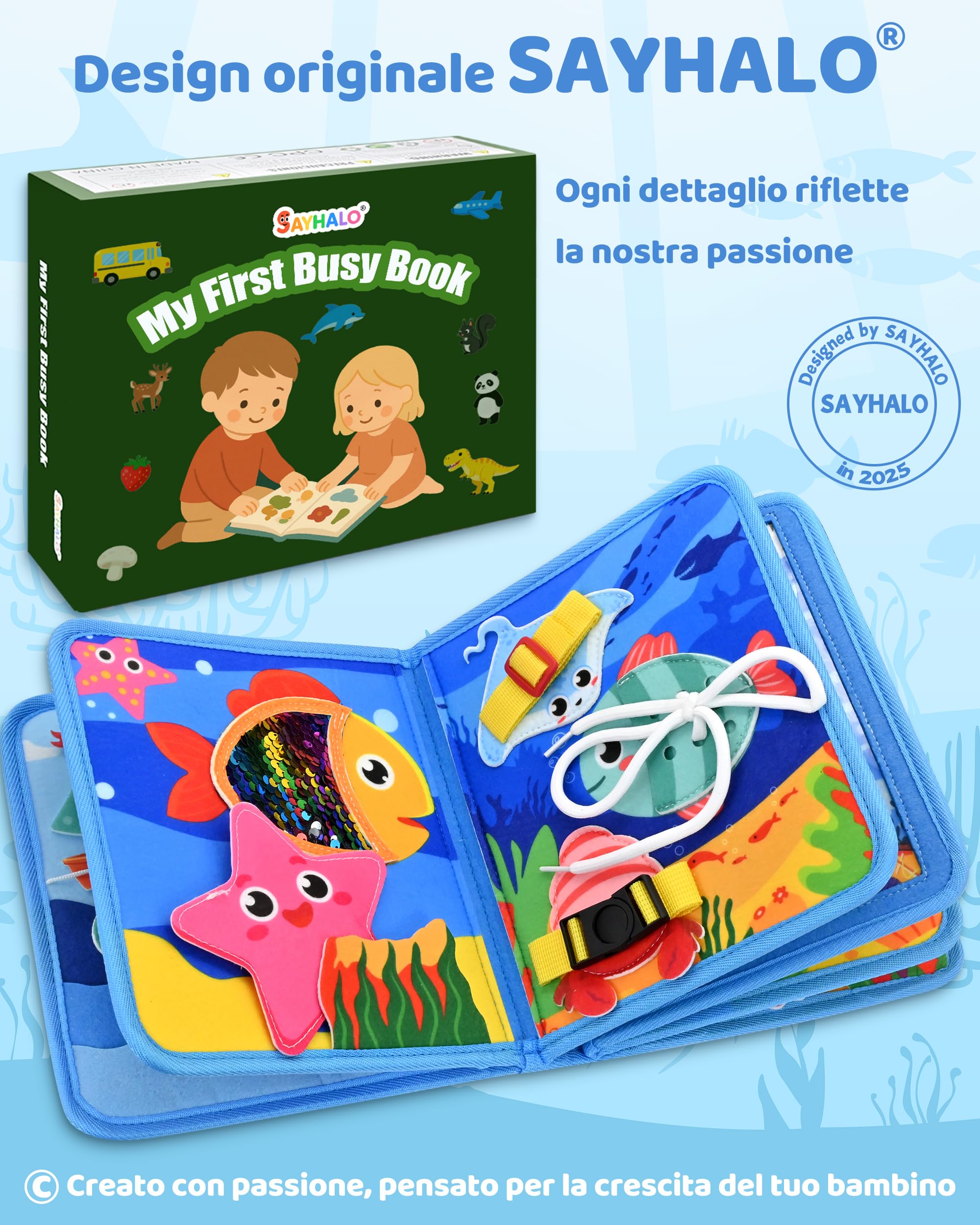 Busy Board Montessori Libro Interattivo 1-3 Anno - Quiet Book Sensoriale Educativo - Giochi Montessori 1 2 3 Anni Tavolo Pannello di Feltro attività Valigetta Didattici Regalo Bimbo