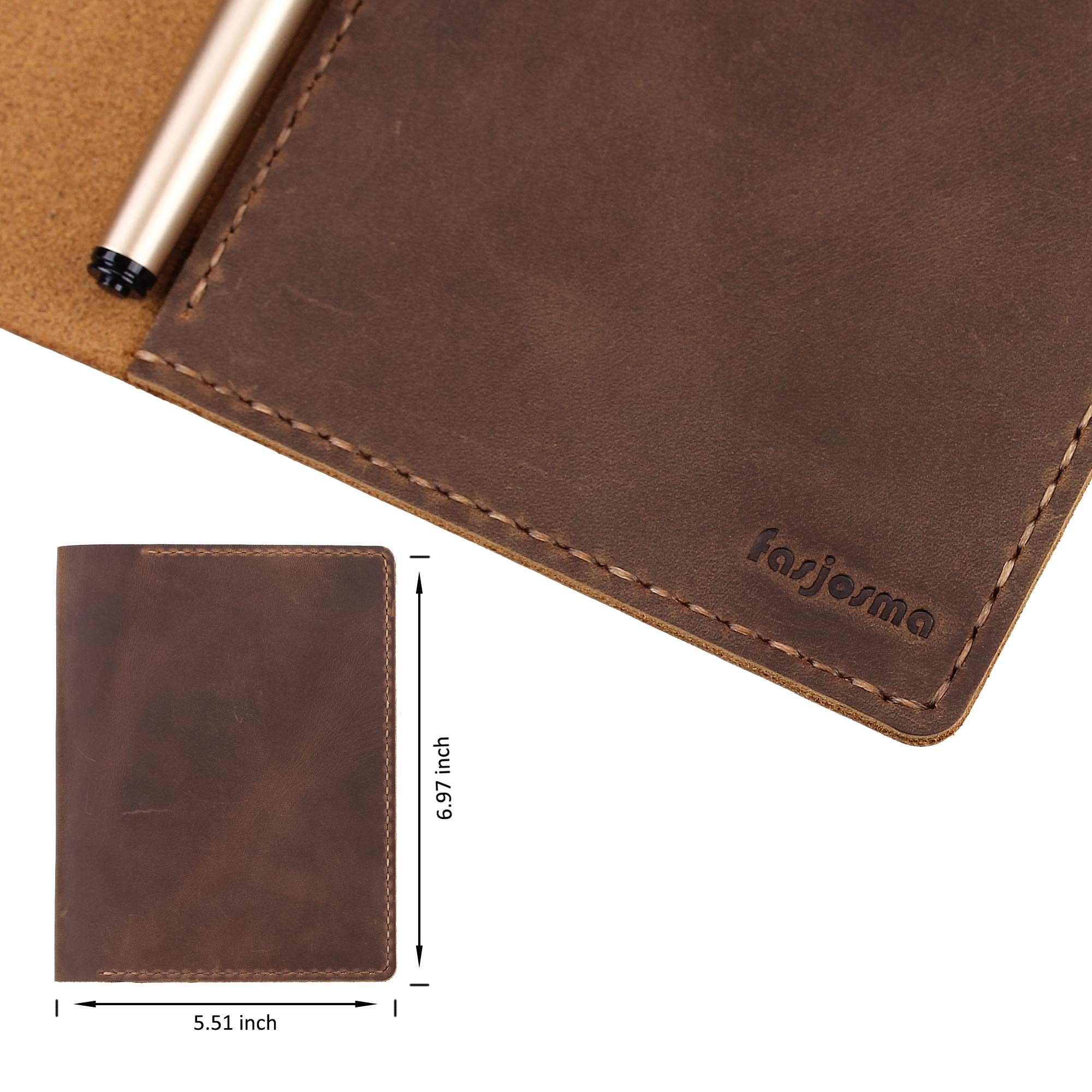 Skórzany pokrowiec kompatybilny z mini notebookami Rite in the Rain & Rocketbook, okładka na notebooka ze spiralą górną, skórzana okładka na notatnik kieszonkowy 10 cm x 15 cm z uchwytem na