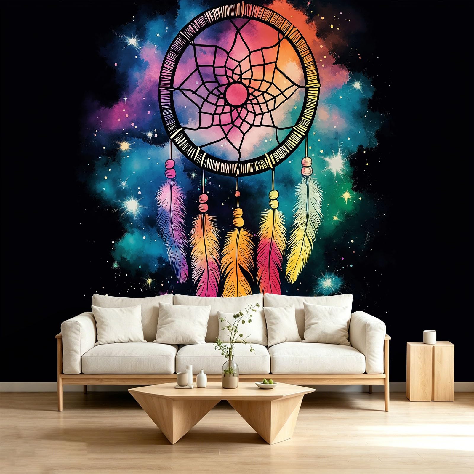Fototapete Fantasy Sternenhimmel Traumfänger Wolken 250 x 175 cm 3D-Effekt Vliestapete, Boho Wandtapete Wanddekoration für Wohnzimmer, Küche, Schlafzimmer, TV Hintergrund & Kinderzimmer