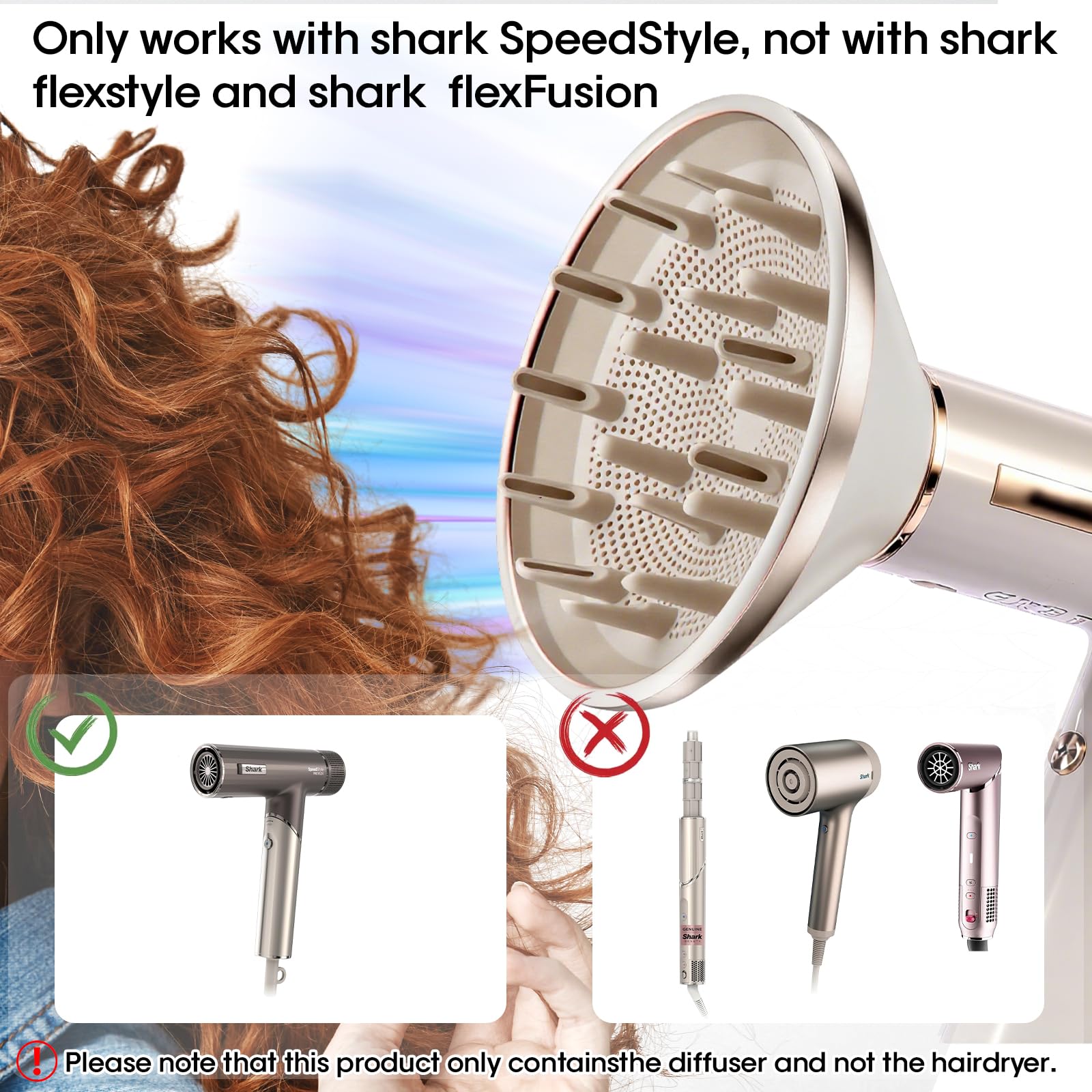 Diffusore per asciugacapelli Shark SpeedStyle/SpeedStyle Pro, attacco diffusore per asciugacapelli Shark HD332 HD731 HD301 HD542 HD732 HD331