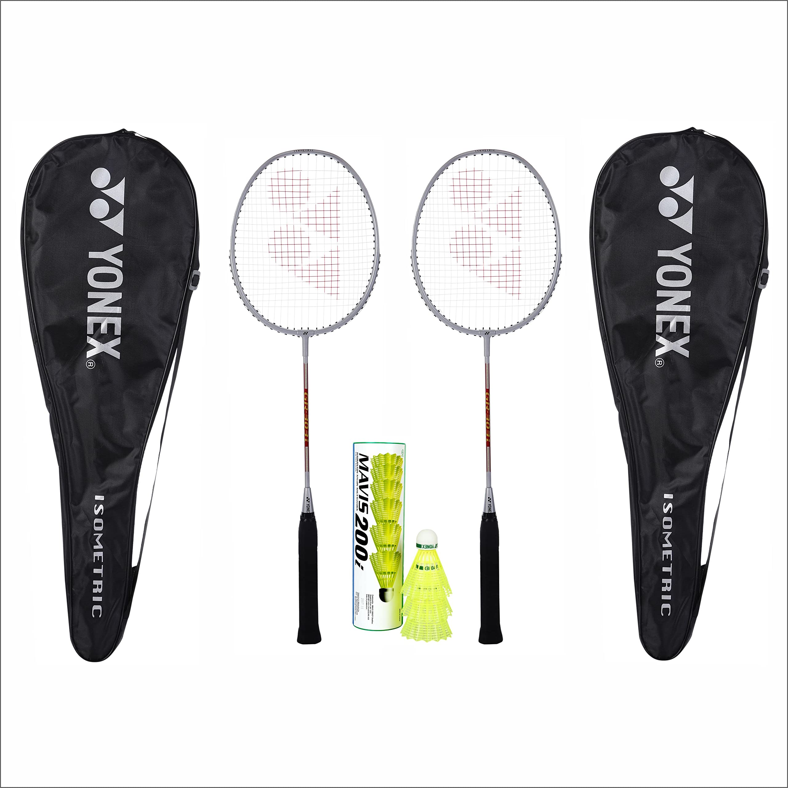 Yonex Badminton Racquet GR 303I Made in India Pack of 2 with Full Cover (Silver/Silver) & Mavis 200i (Pack of 6) Shuttle Cock Combo-image-20