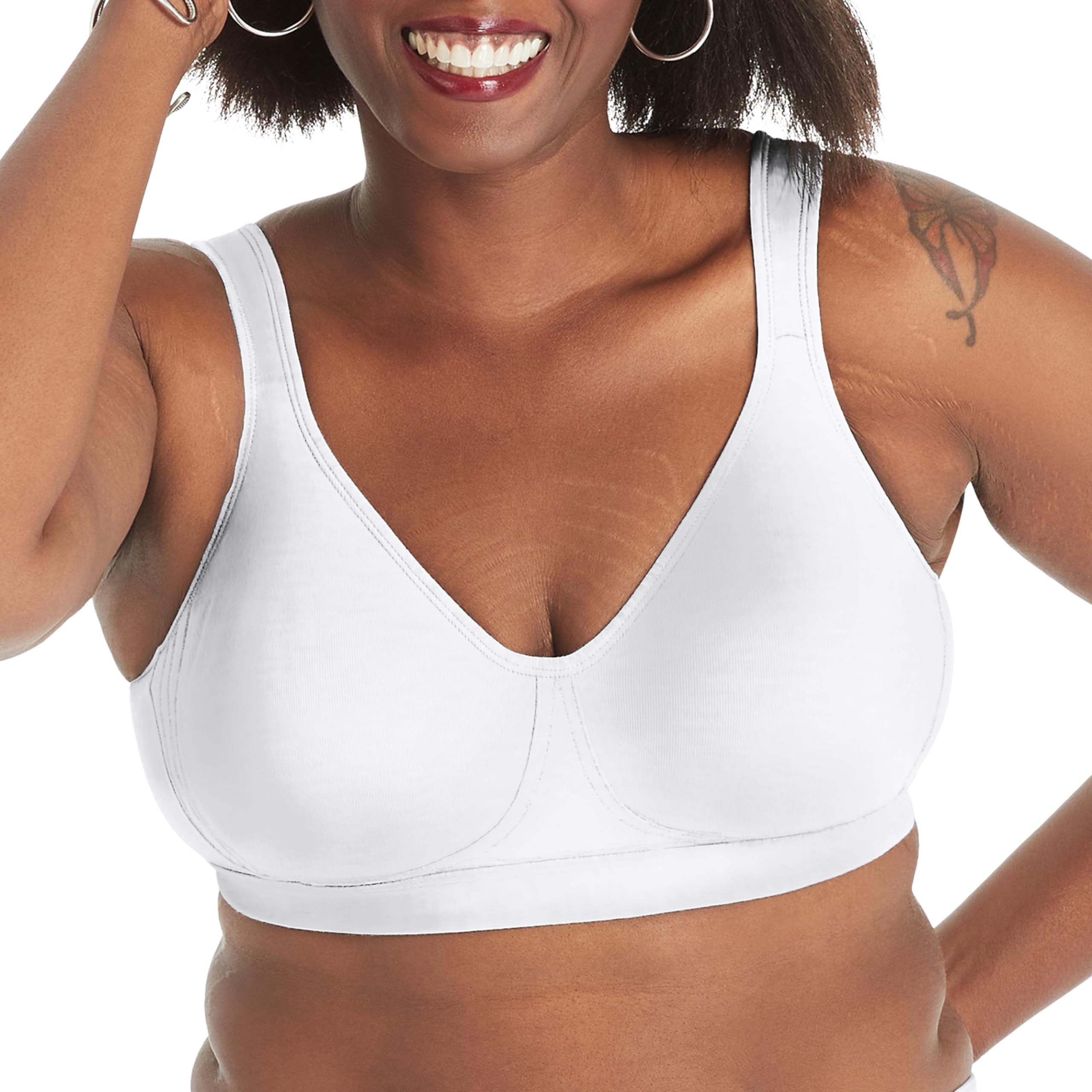 PLAYTEXWomens Wireless Bra, 18 Hour Plus-Size T-Shirt Bras Available, Ultimate Lift, Moisture-Wicking, 474c