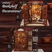 Vista 4 de CUTEBEE Kit de rincón de libros - Kit de casa de muñecas en miniatura para bricolaje para adultos y adolescentes, modelo de estantería para libros