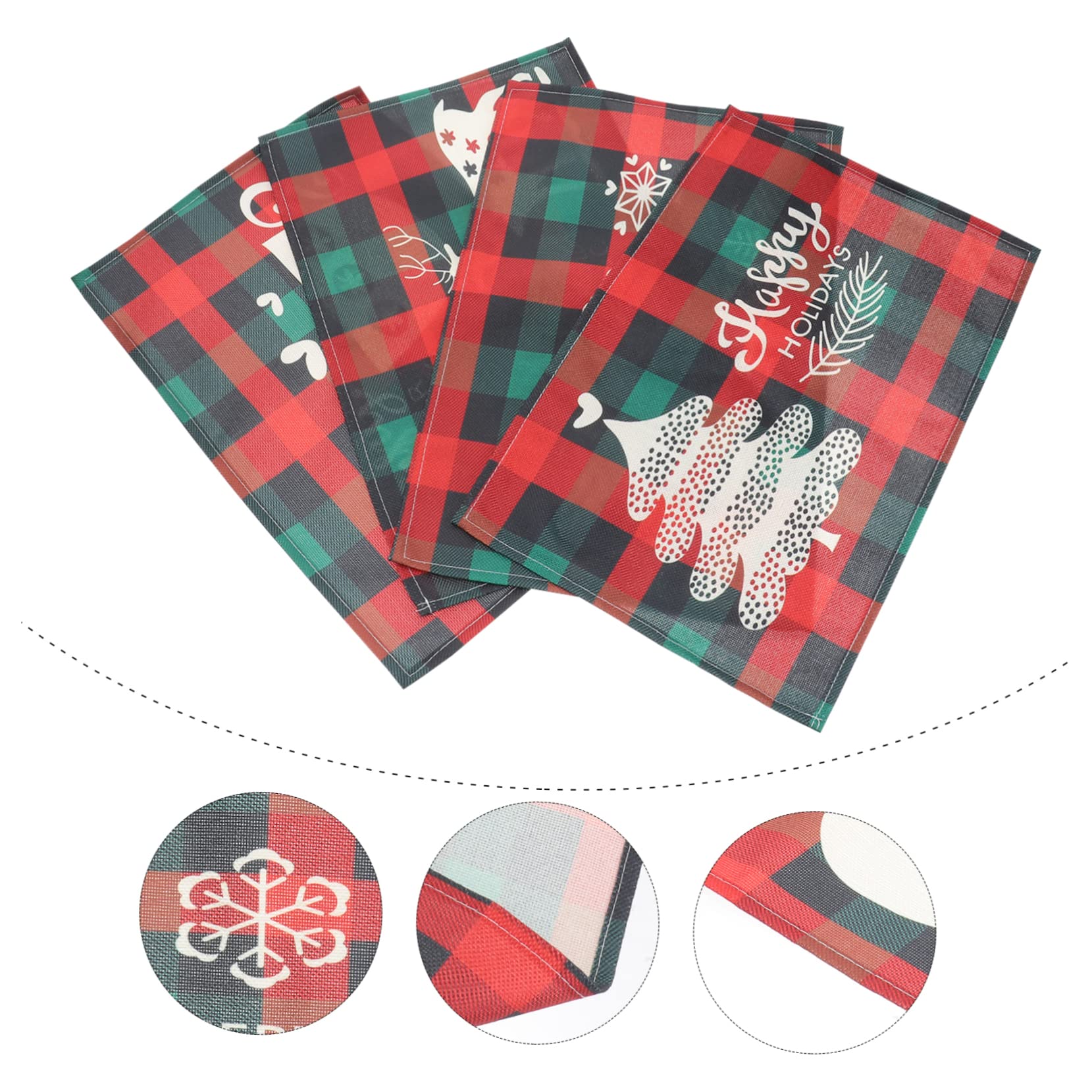 Cabilock 2 Set Tappetino Natalizio Piastre Di Ricarica Ghirlanda Tovaglia Natalizia Tovaglie Natalizie Arredamento Del Ristorante Rifornimento Della Festa Di Natale Stoffa Rosso 8 Pezzi * 2