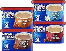 Maxwell House International Variety Pack with French Vanilla, Suisse Mocha, Hazelnut, and Vienna Café-Style Instant...