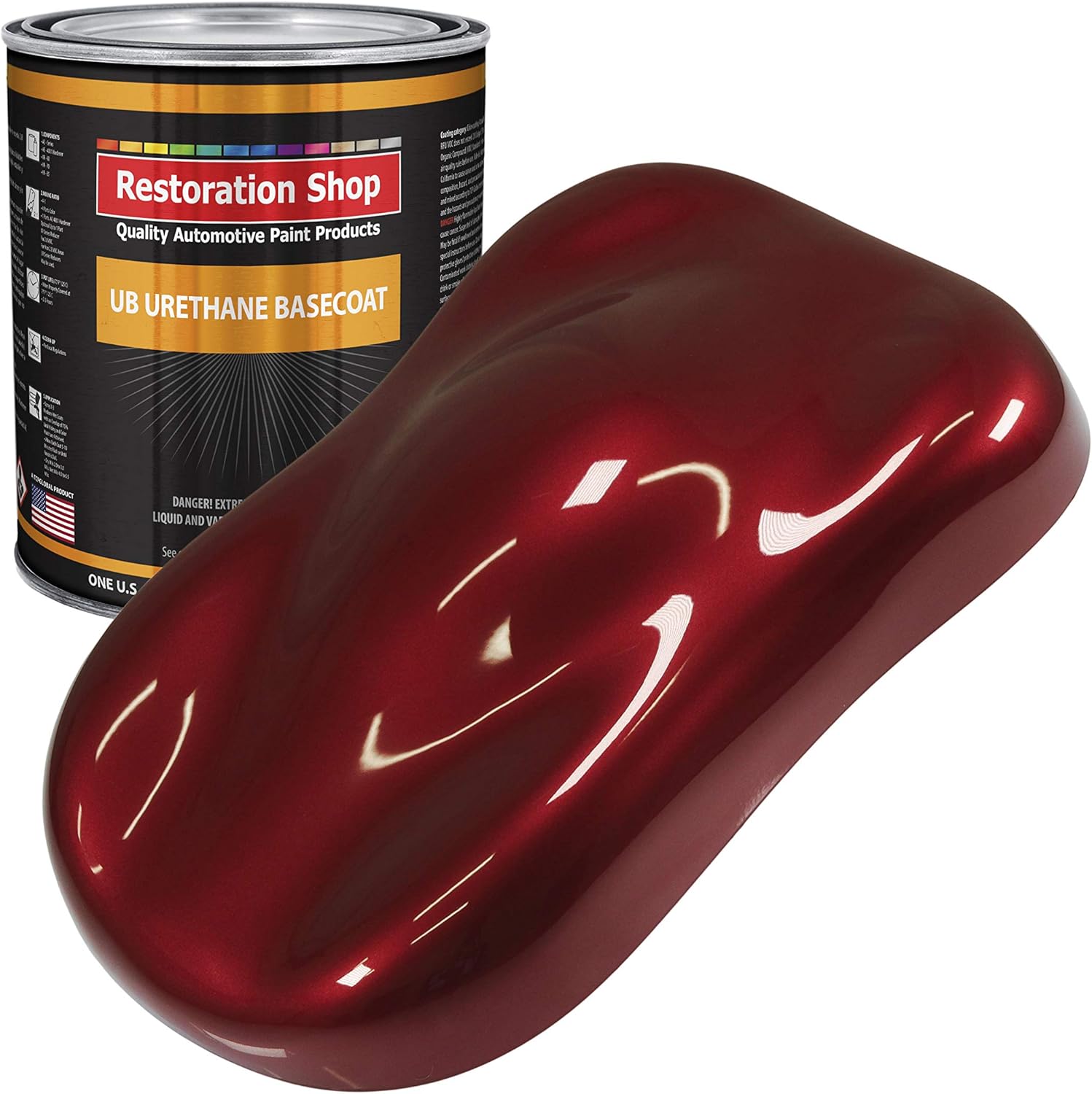 Restoration Shop - Fire Red Pearl Urethane Basecoat Auto Paint - Gallon Paint Color Only - Professional High Gloss Automotive, Car, Truck Refinish Coating