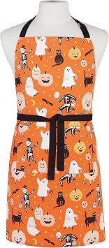 Jubilee 100% Cotton Adjustable Bib Apron with 2 Pockets, Halloween Boo Crew