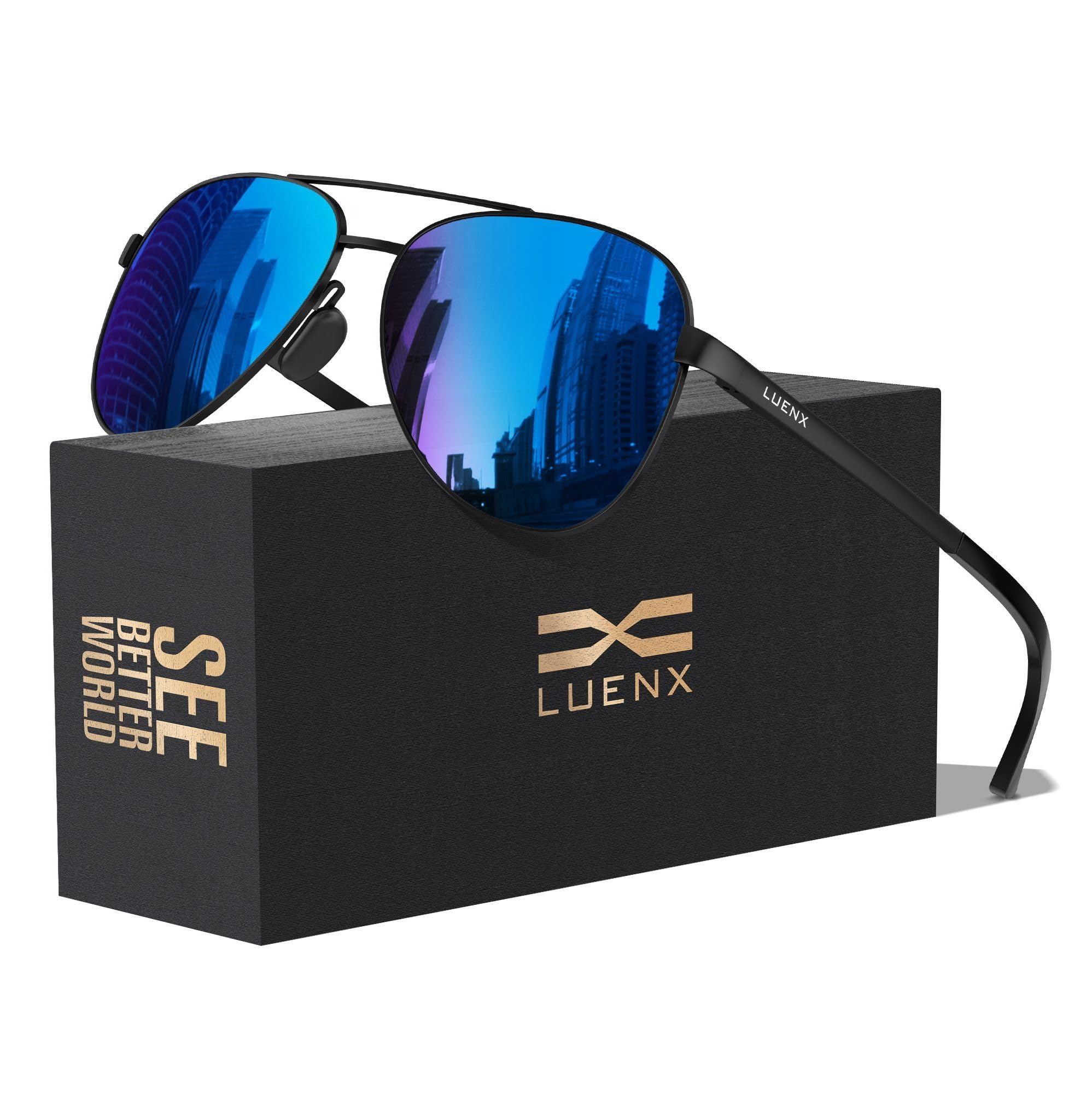 Luenx Aviator Sunglasses Men Polarized Women Classic UV400 Driving