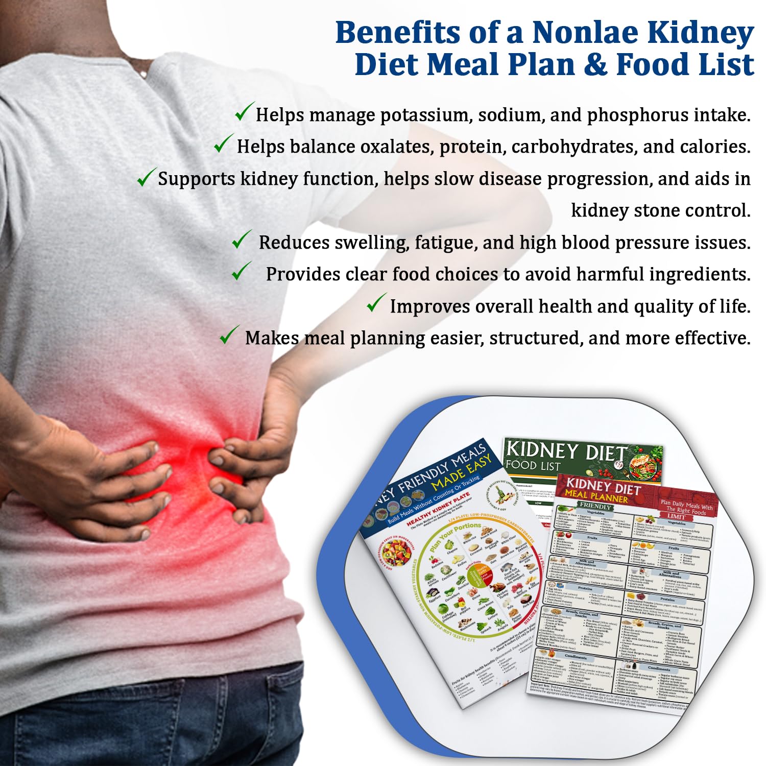 NONLAE Set 3 Kidney Friendly Food List Chart - Kidney Disease Food Chart for Renal Diet, CKD, Dialysis, Stones & Hyperoxaluria, Foods to Eat & Avoid, Low Sodium Potassium Phosphorus Oxalate Guide, Easy Kidney Diet for Beginners — Amazon image 4