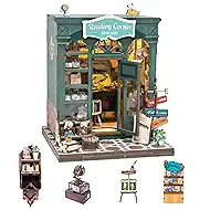 DIY Miniature Dollhouse Book Nook Kit – Reading Corner Bookshop Bookshelf Insert with LED Lights, Tiny House Model for Adults & Teens, Booknook Library Home Decor & Gift Idea for Family and Friends