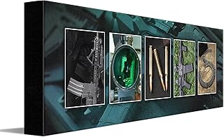 Personal Prints | Tactical Shooting Personalized Firearm Name Art Print | Customized Gift for the Gun or Second Amendment Enthusiast | Unique Photos to Spell Any Name | USA Made Sign Décor | (Modern