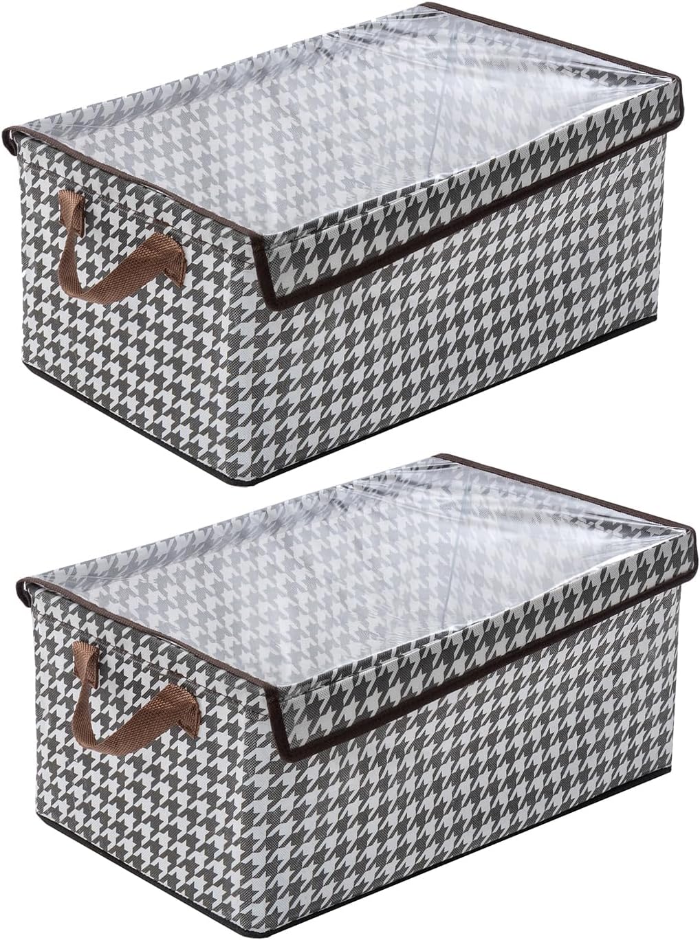 House of Quirk Durable Linen Closet Organizers and Foldable Flip Storage Baskets, Rectangle Storage Boxes for Pants, Shirt, Sweaters, Bra Panty, Socks (Pack 2, Houndstooth)