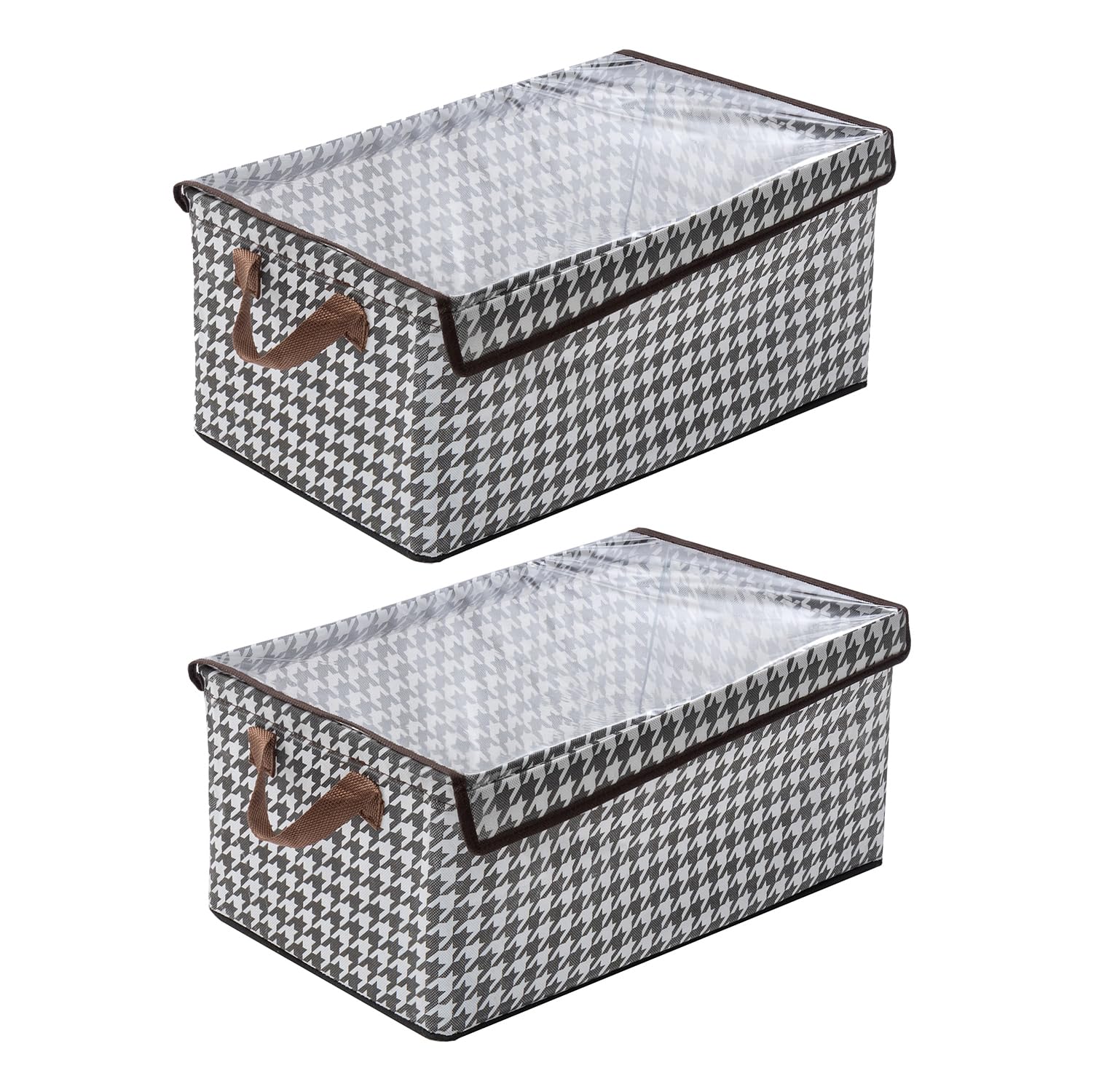 House of Quirk Durable Linen Closet Organizers and Foldable Flip Storage Baskets, Rectangle Storage Boxes for Pants, Shirt, Sweaters, Bra Panty, Socks (Pack 2, Houndstooth)