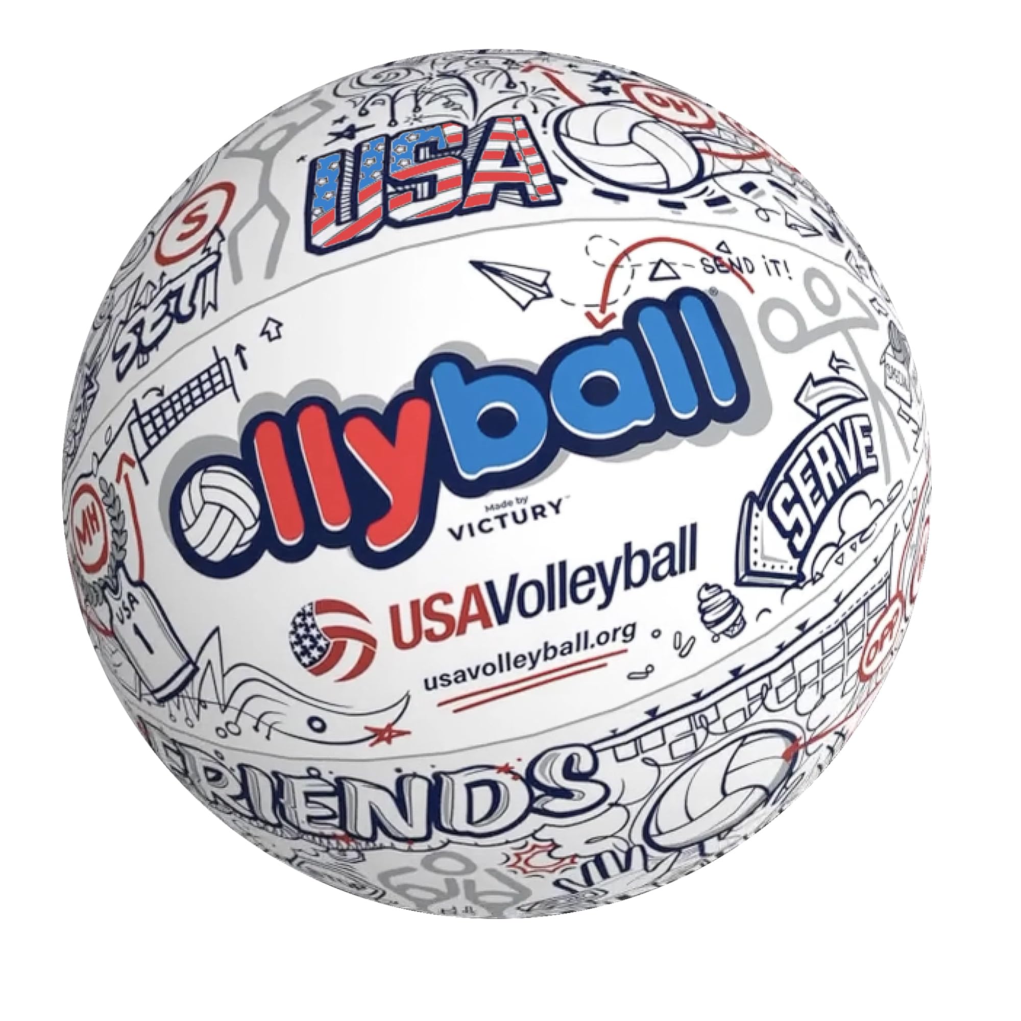 Ollyball USA Indoor Play Ball – Soft Indoor Volleyball with Patented KrunchCOR | Safe, Lightweight Ball for Kids & Youth