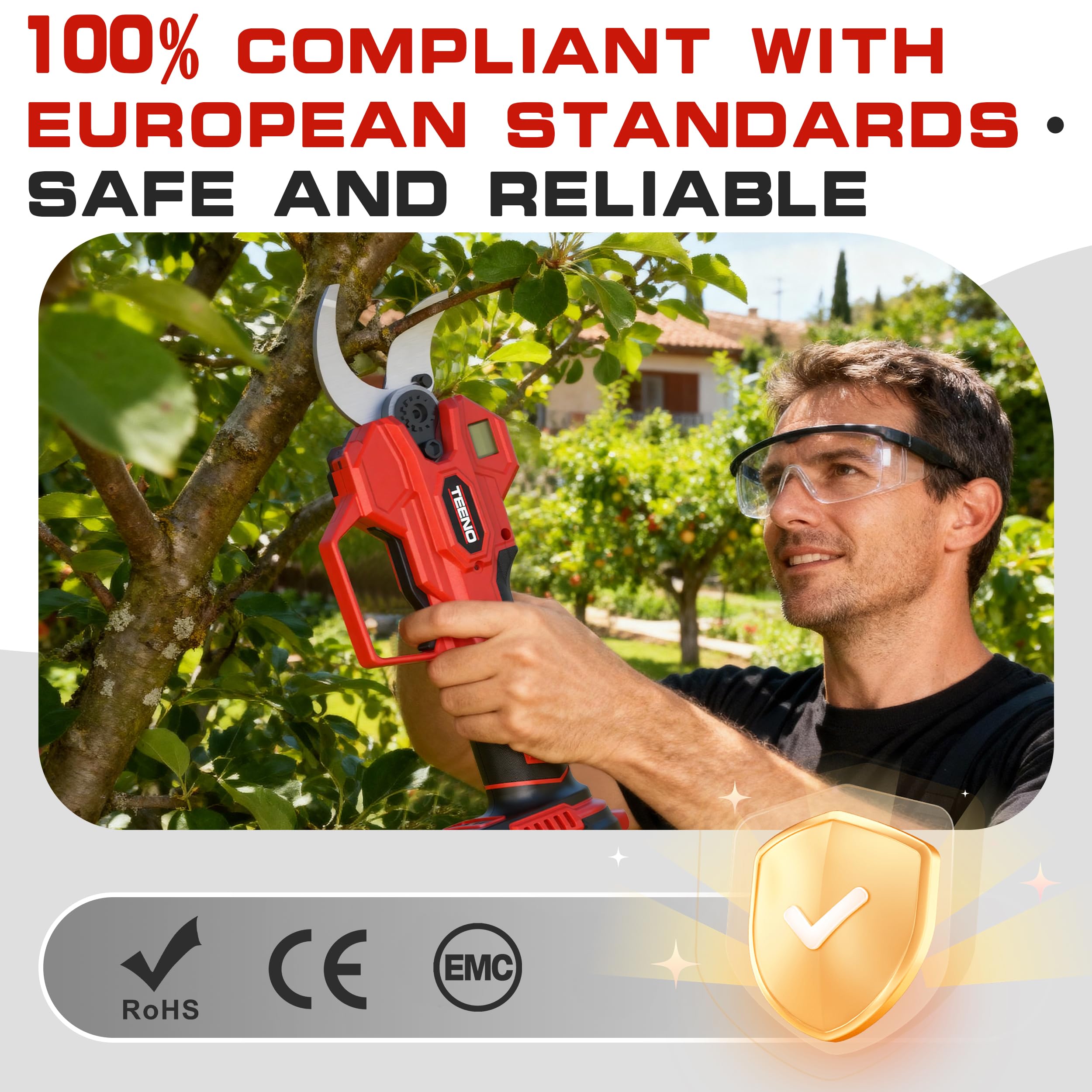 TEENO 2 en 1 Ensemble d'Outils de Jardinage : Mini Tronconneuse à Batterie 6 Pouces + Sécateur Électrique Sans Fil 0-40mm, 2 X 4.0 Ah Batteries, Lames Acier SK5 pour Coupe de Troncs et Branches