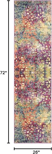 Miniatura 2 de Safavieh Colección Mónaco - Alfombra moderna con estilo abstracto y acuarela rosa para múltiples áreas, Polipropileno, Rosamulti