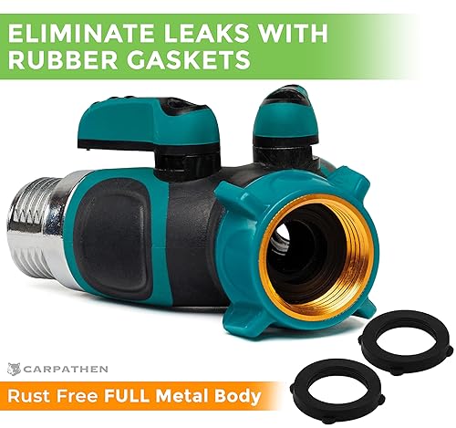 Miniatura 8 de Carpathen Sistema de riego por goteo con divisor de manguera incluido de 2 vías, sistema de riego de jardín ajustable de alta calidad para cama de