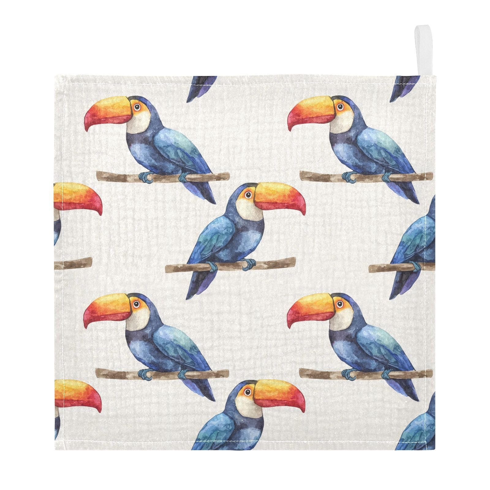 vvfelixl Baby Muslin Washcloths Cartoon Colorful Toucan Baby Burp Cloths Cotton Babys Face Towel for Newborn Infants Boys Girls Soft and Absorbent 11.8 X 11.8 in, 3 Pack