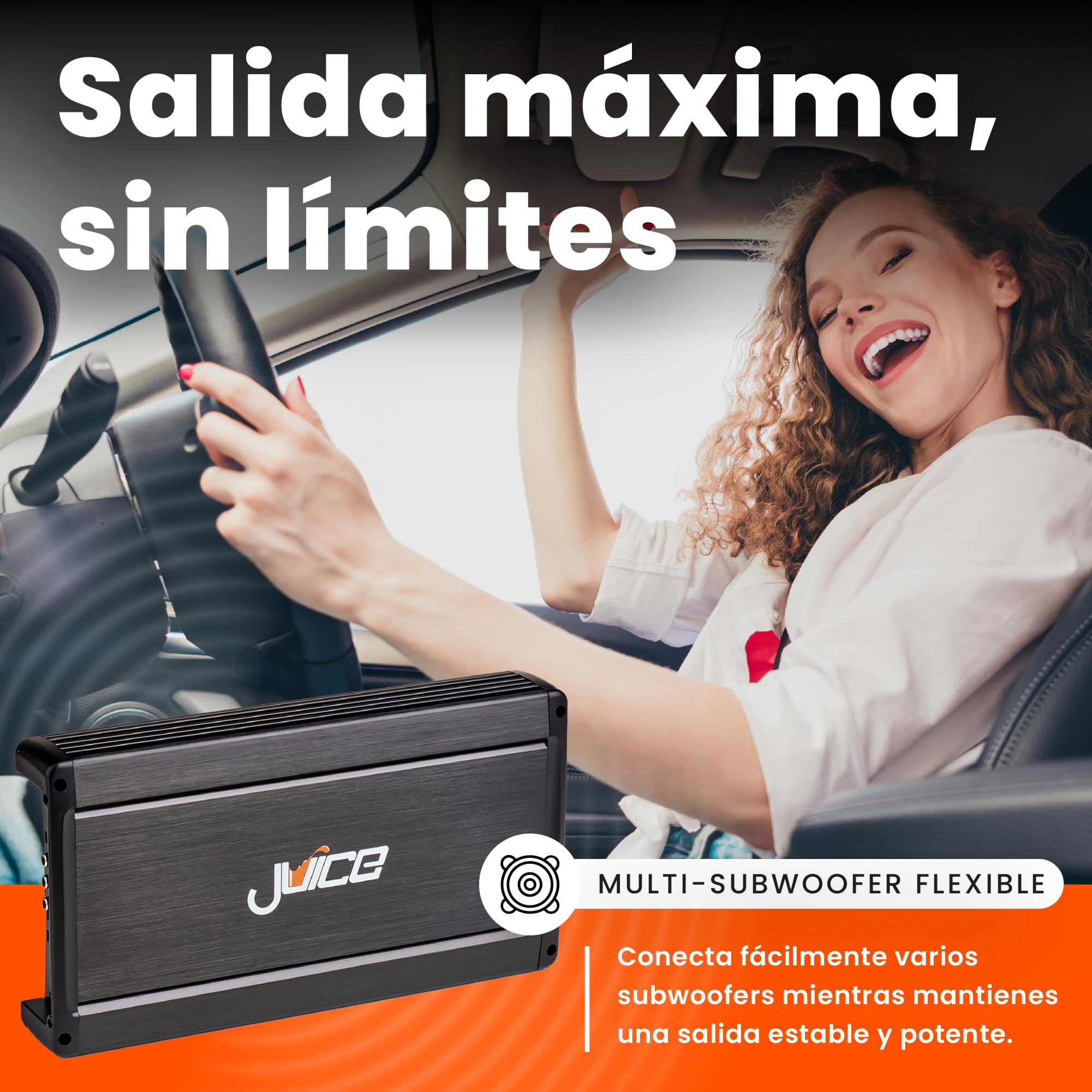 Juice Car Audio JA1504 - Amplificador de 4 canales para coche, 1500 W, 4 canales