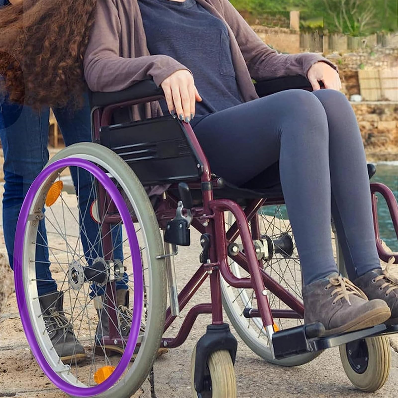 Rutschfester Handschieberand für Rollstühle, 20/22/24 Zoll Silikon-Schutzhülle für den Hinterrad-Schiebring für Rollstühle, Zubehör für verschleißfeste Silikon-Radgriffe, für Räder zur Geräuschunterdr