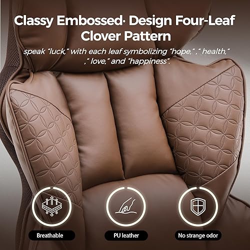 Miniatura 5 de COMHOMA Silla de oficina grande y alta de 400 libras de ancho, silla ergonómica para juegos con cuero de diseño en relieve de lujo con reposapiés,