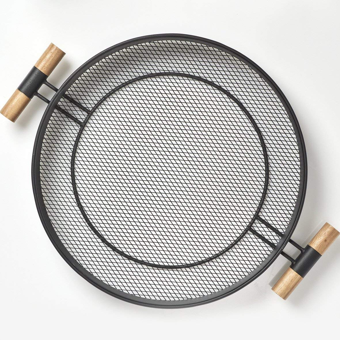 Zeller Bandeja de metal con asas, estructura de red, 48 cm de diámetro, color negro