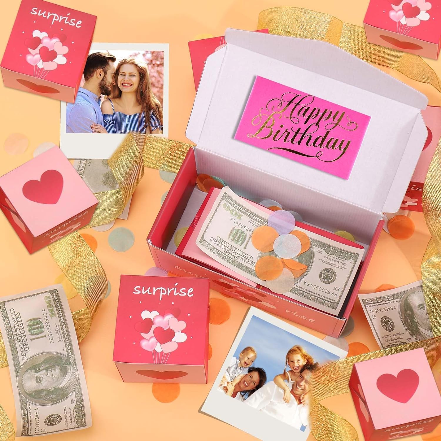 Scatola regalo a sorpresa di Natale, esplosione per soldi, confezione regalo esplosiva di Natale, 16 pezzi, salvadanaio a sorpresa per donne, uomini, bambini, compleanno, anniversario, proposta